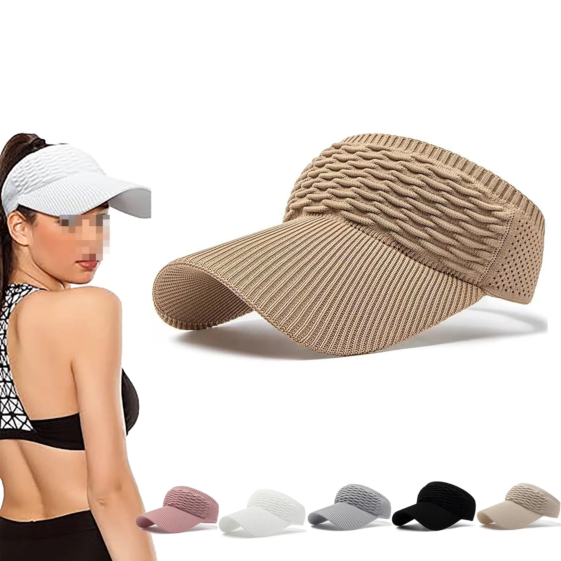 Women Knitted Elastic Visor Hat 9