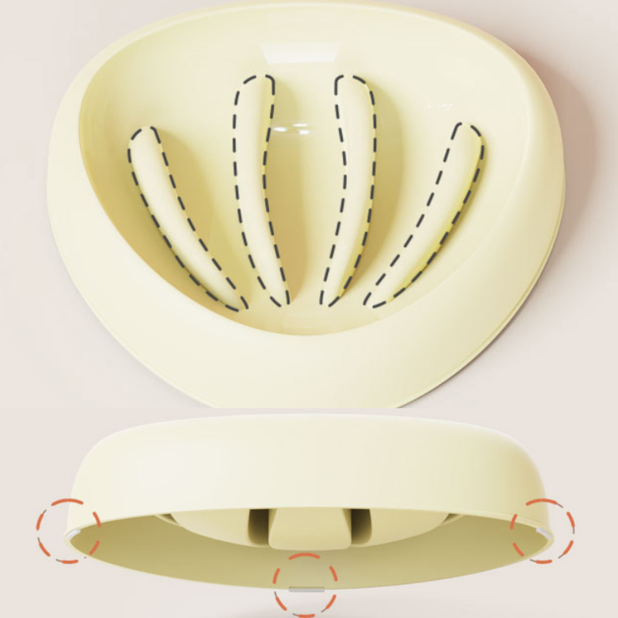 Plastic Pet Bowl Shell Shaped Anti Tip Slow Feeder 2