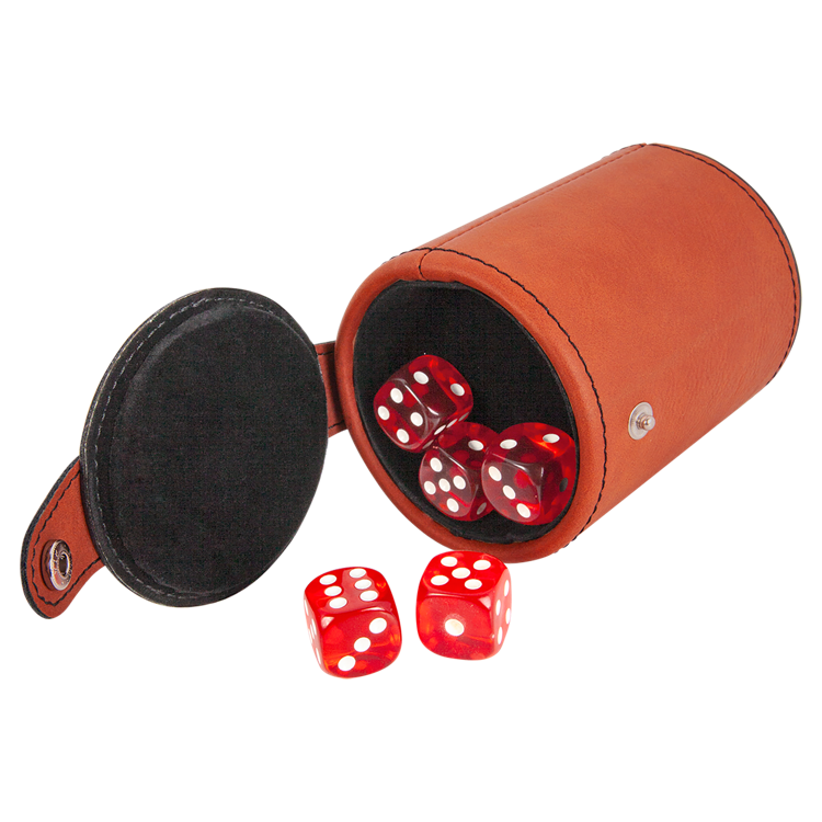 Rawhide Leatherette Dice Cup with 5 Dice 3