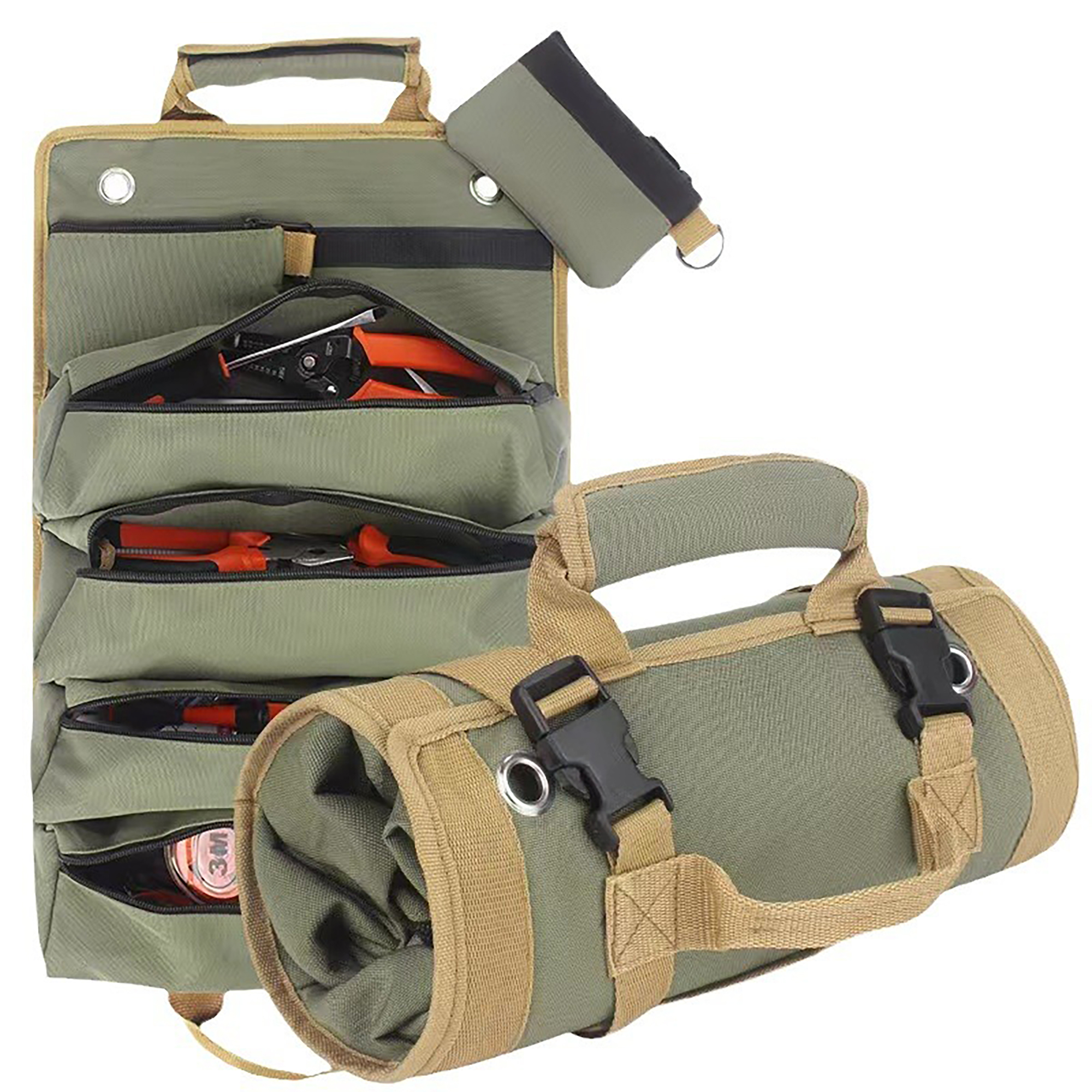 Oxford Roll Up Tool Bag With Multiple Pockets And Buckle Closure 5