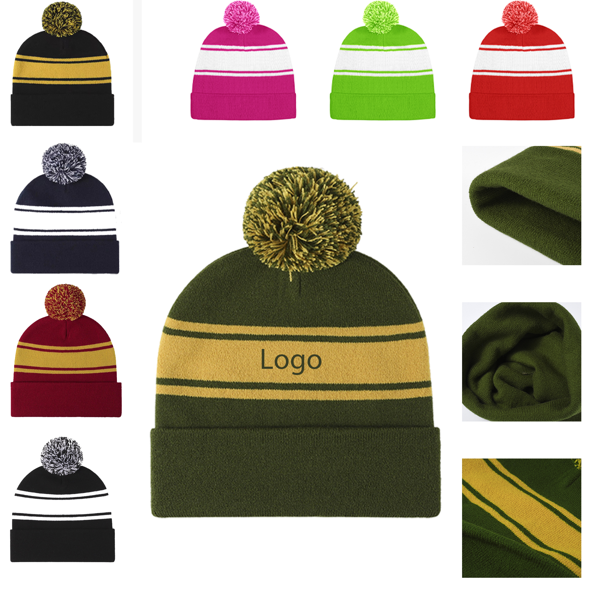 Winter Thick Cable Knit Beanie Pom Hat Ball Cap 2