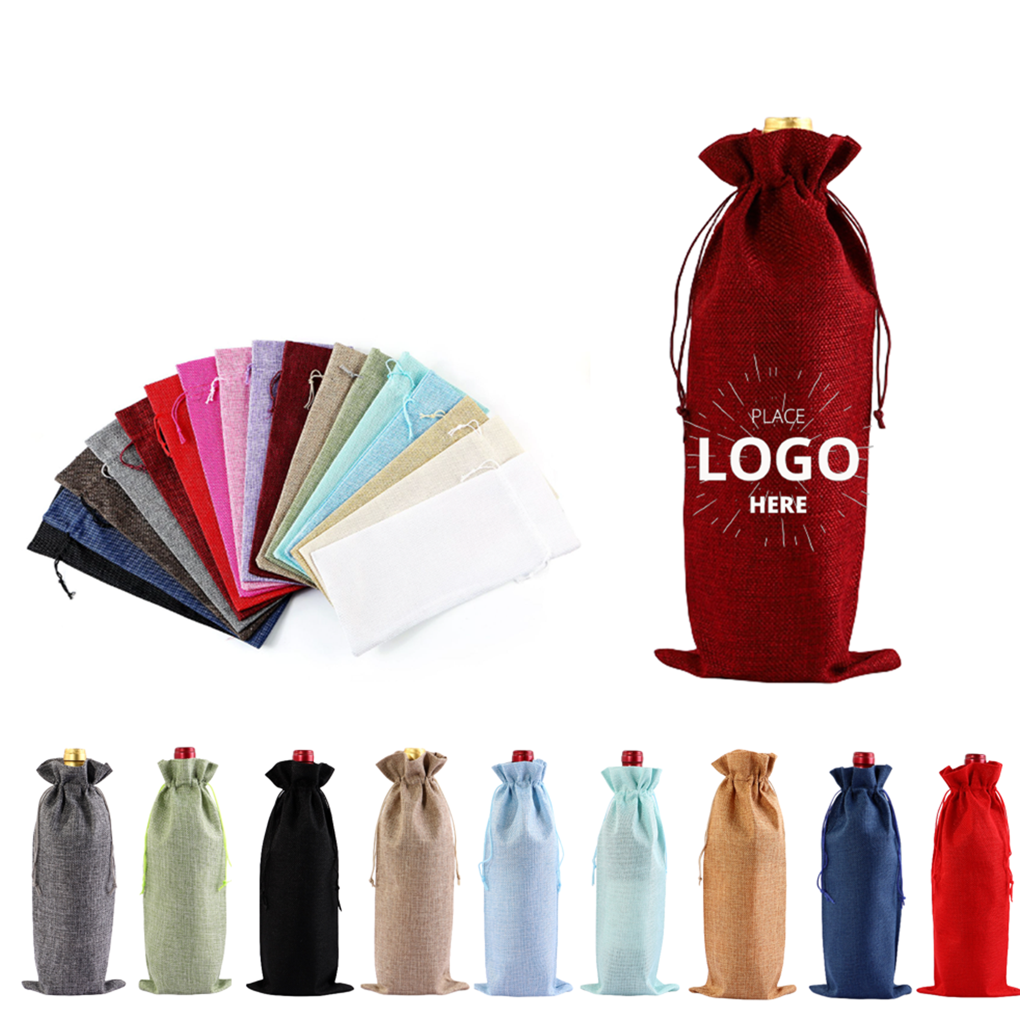 Burlap Wine Bottle Bags with Drawstring Party Favor 1
