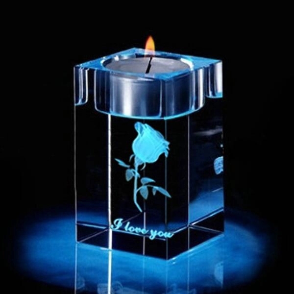 Square Clear Crystal Candle Holder 2