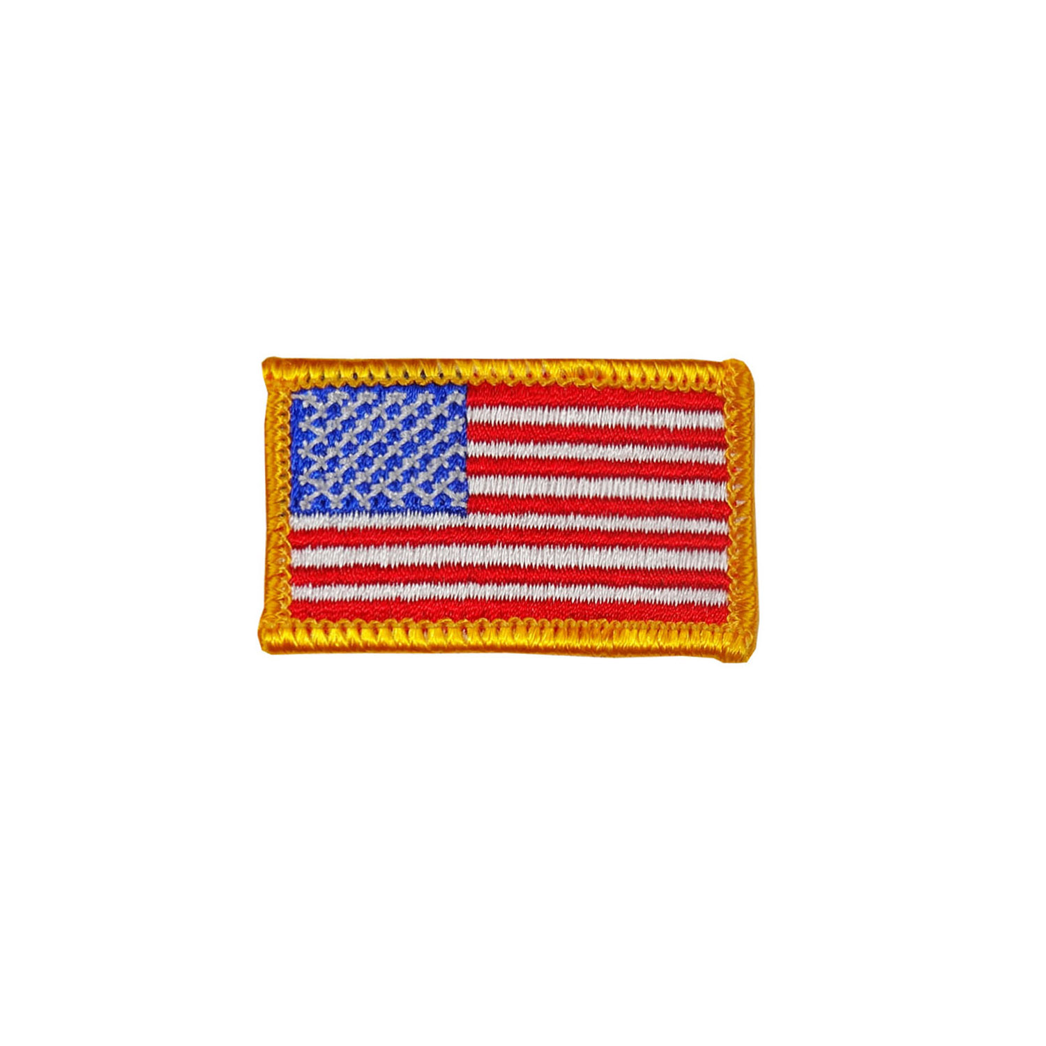 USA - American Flag Embroidered Patch - Gold Border - 2" x 1 1/8" - EAF-1-Gold