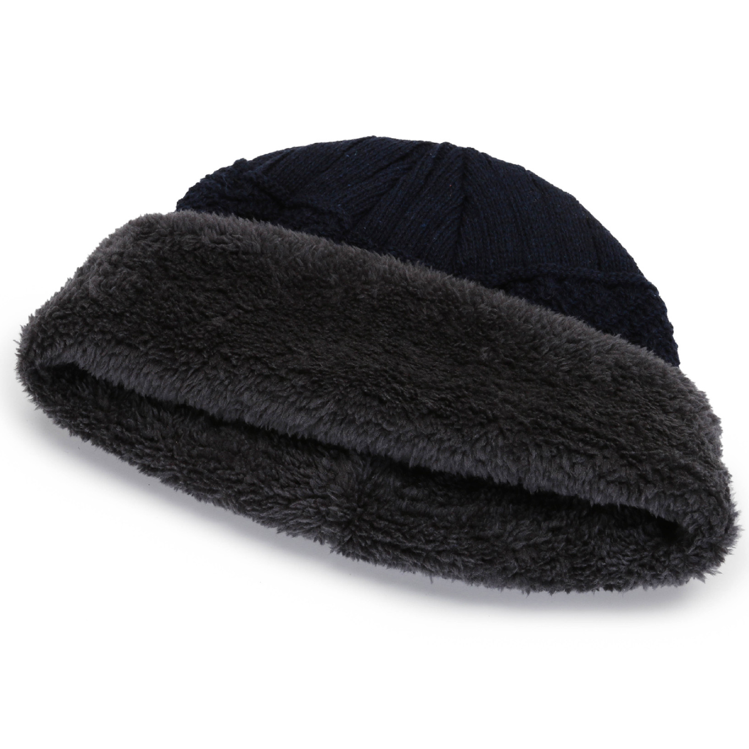 Mens Womens Winter Knit Thick Fleece Hats Scarf Set 4