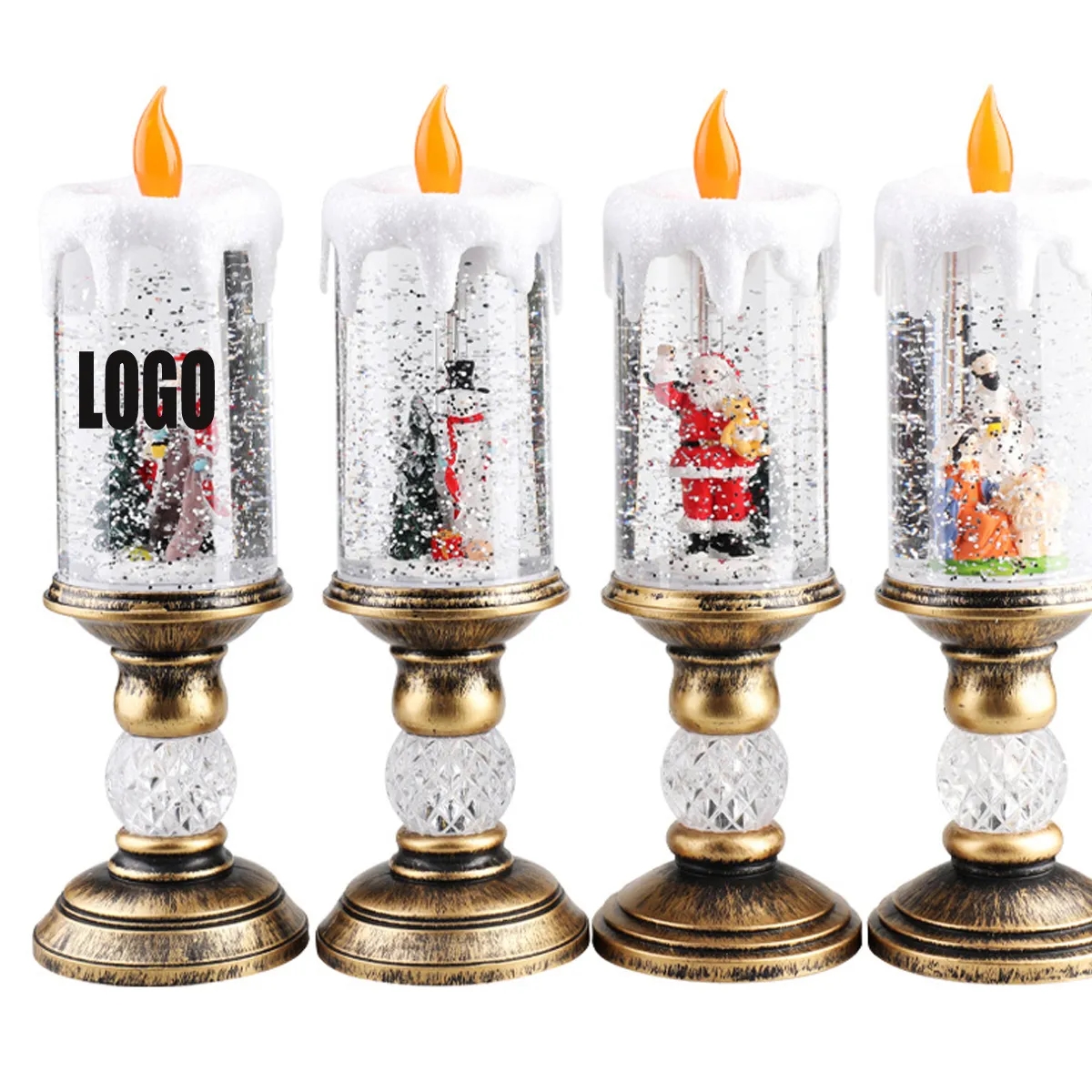 Christmas Candles with Santa Claus Snowman 4