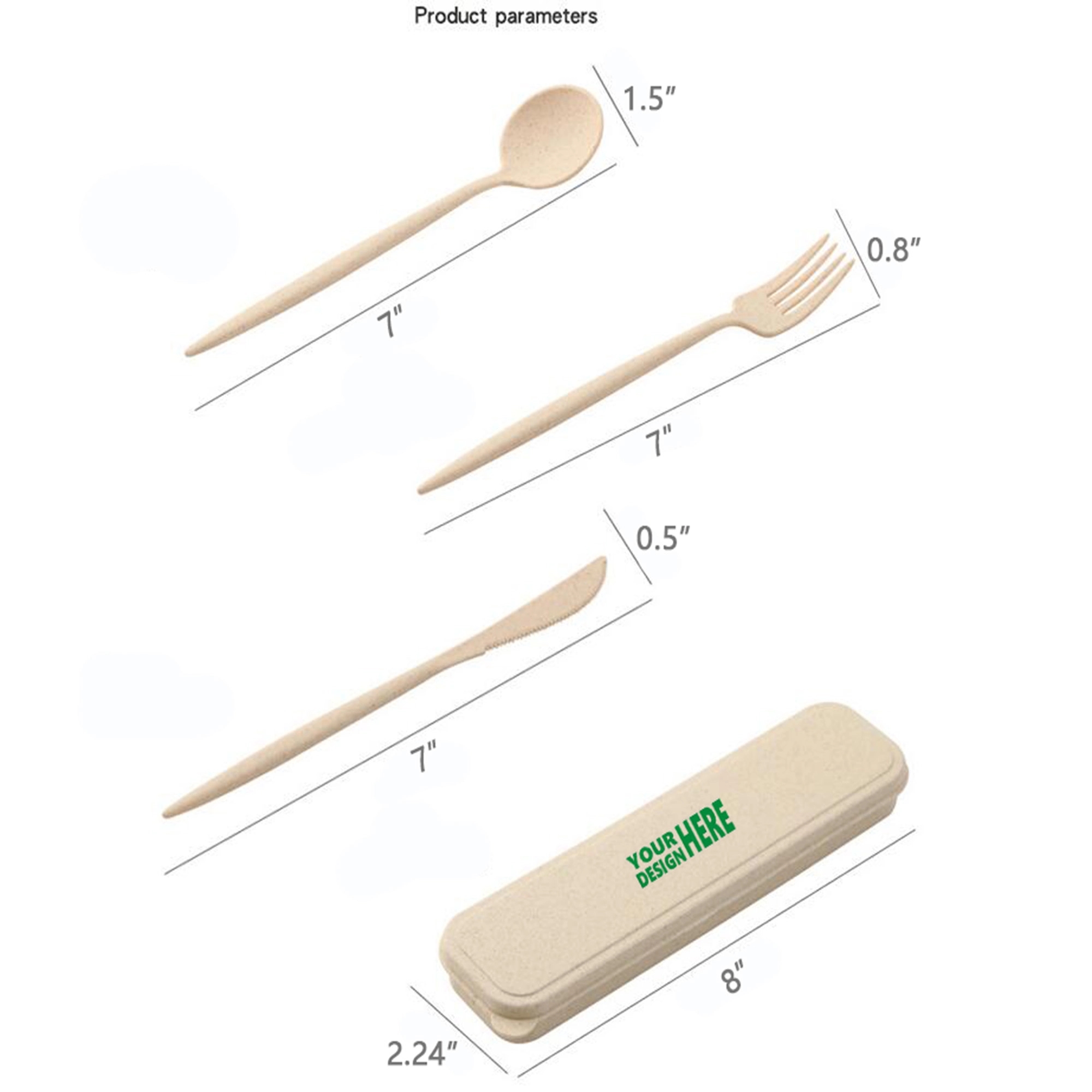 Wheat Straw Portable Three Piece Tableware