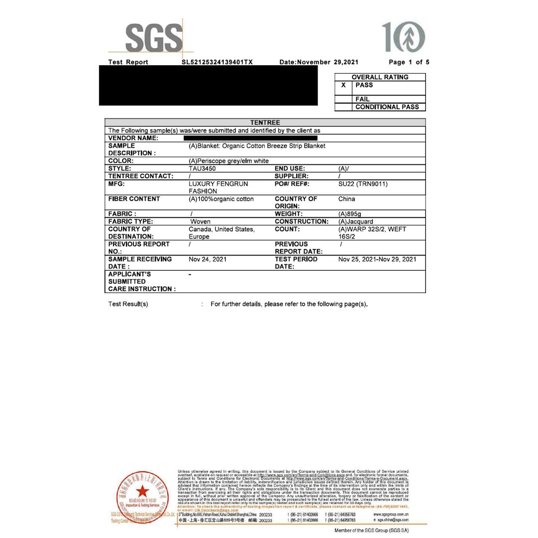 Tentree Organic Cotton Ocean Breeze Throw 63