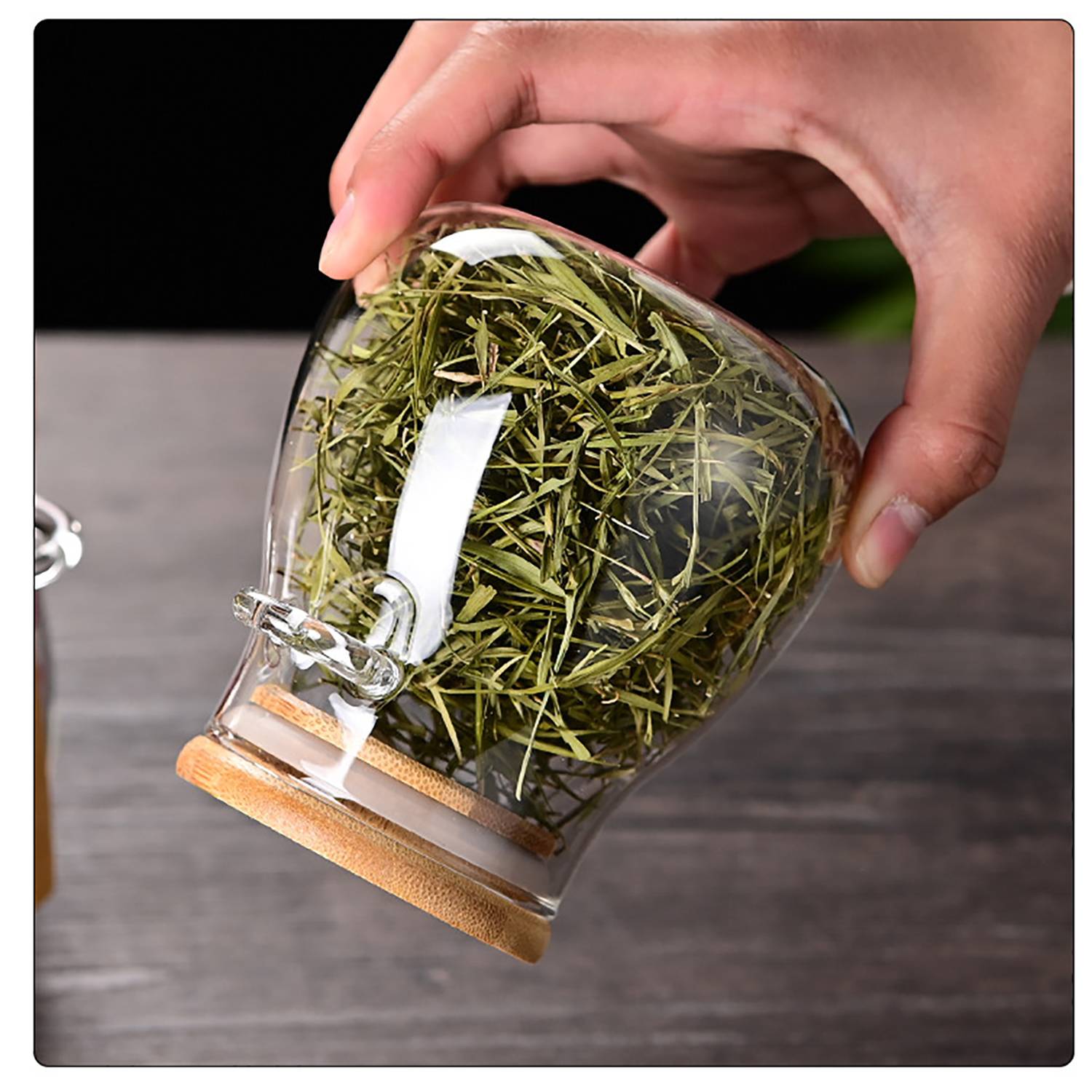 34Oz Glass Jar & Spoon Set W/ Bamboo Lid 8