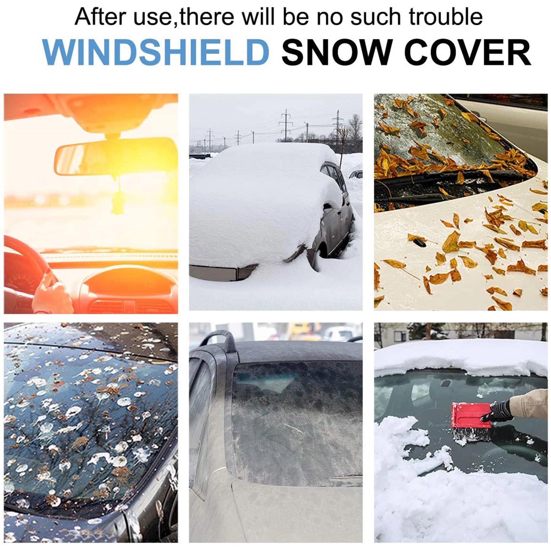 Windshield snow cover with six magnets 5