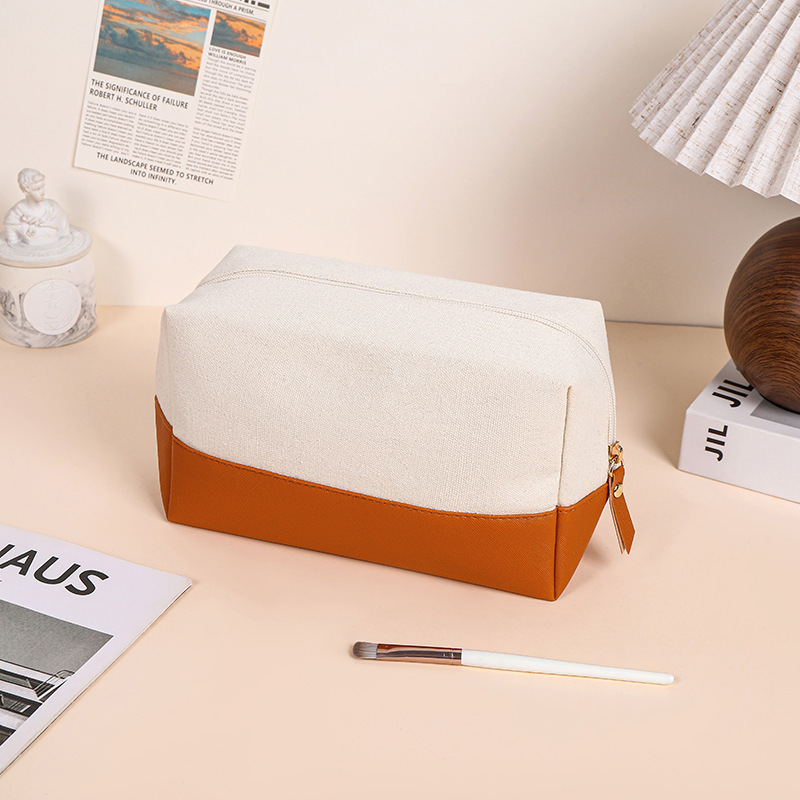 Portable Canvas PU Large Capacity Wash Toiletry Bag 3