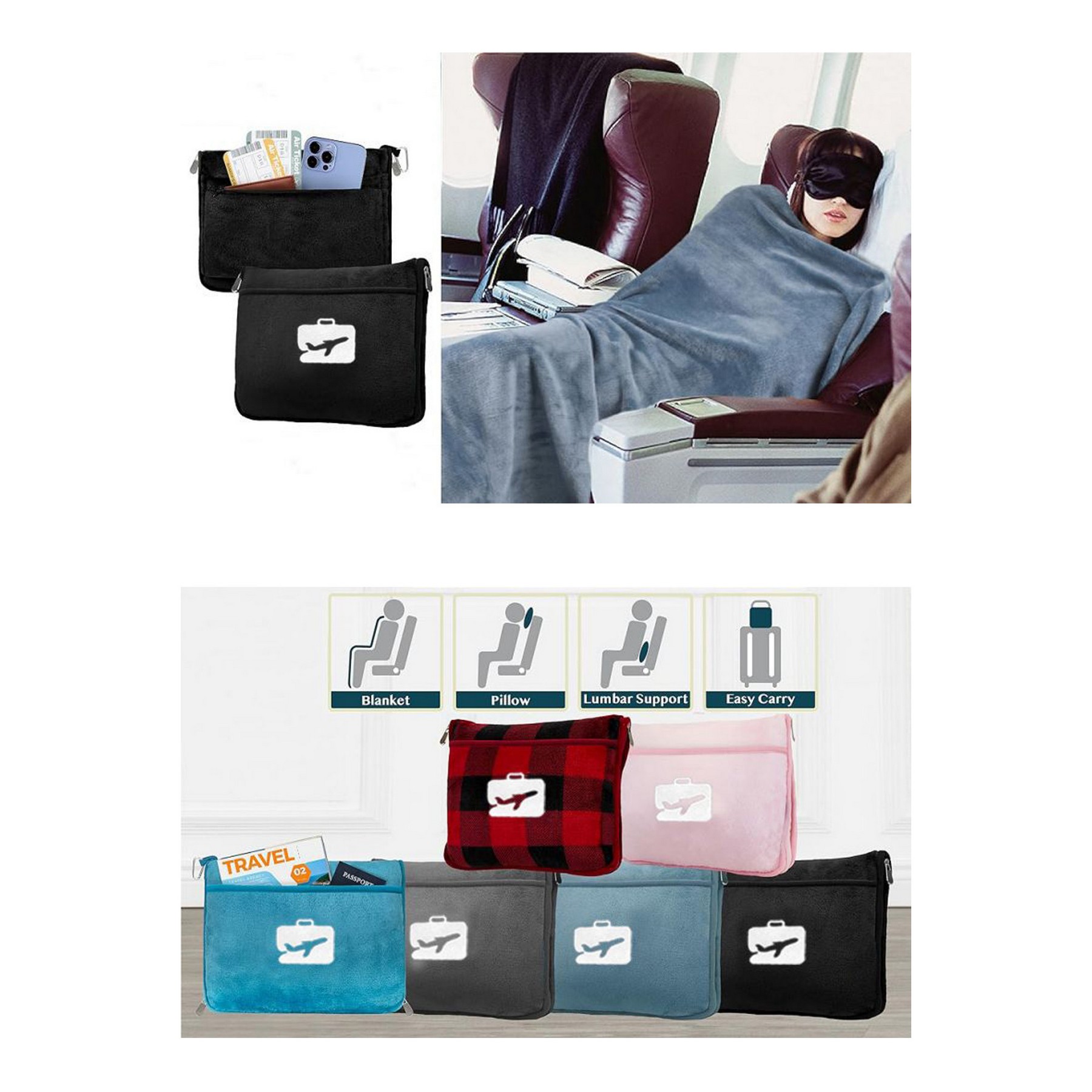 2-in-1 Flannel Travel Blanket 8