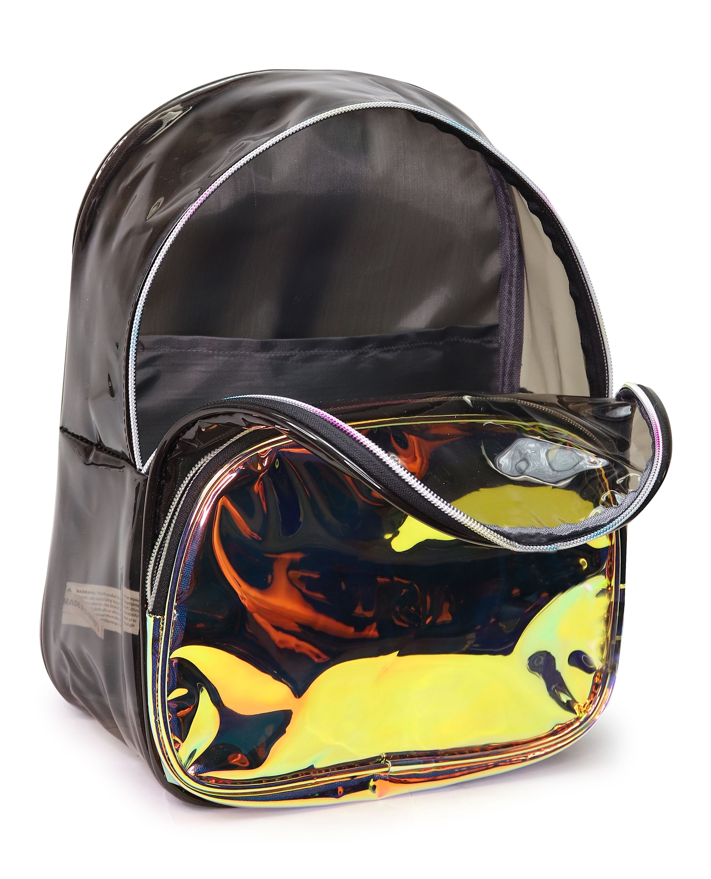 Black and Iridescent Gold Clear Vinyl Backpack 4