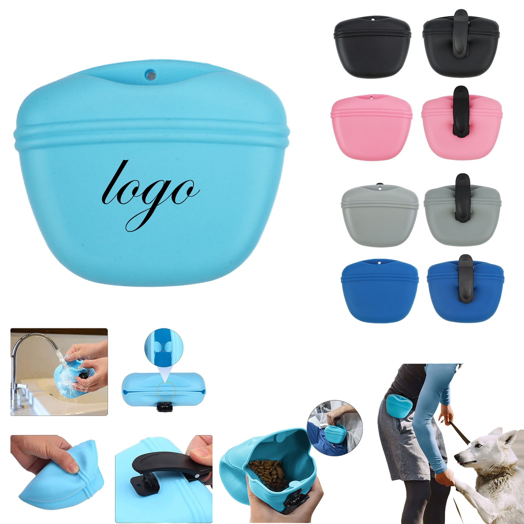 Portable Silicone Dog Treat Bag With Clip