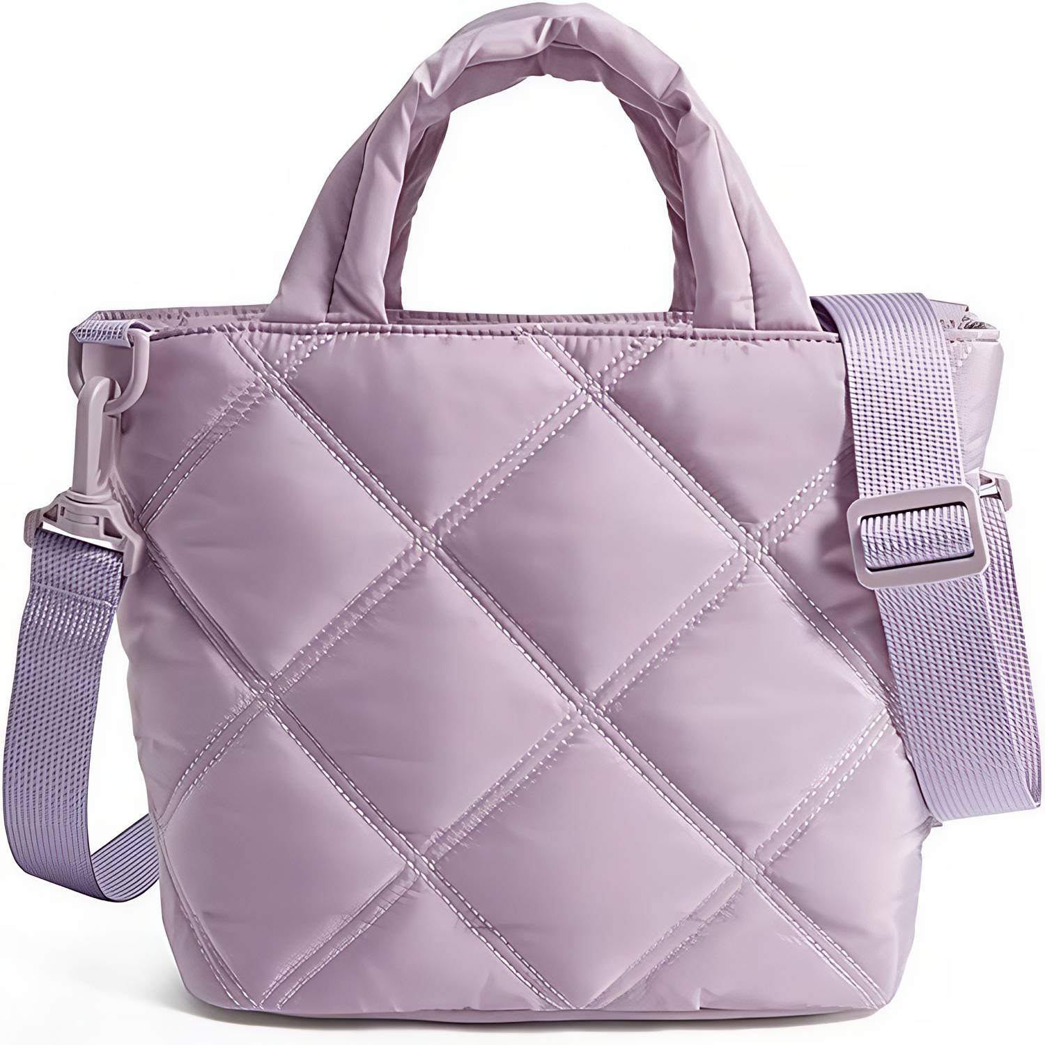 Nylon Puffer Quilted Crossbody Tote Bag w/ Handle 3