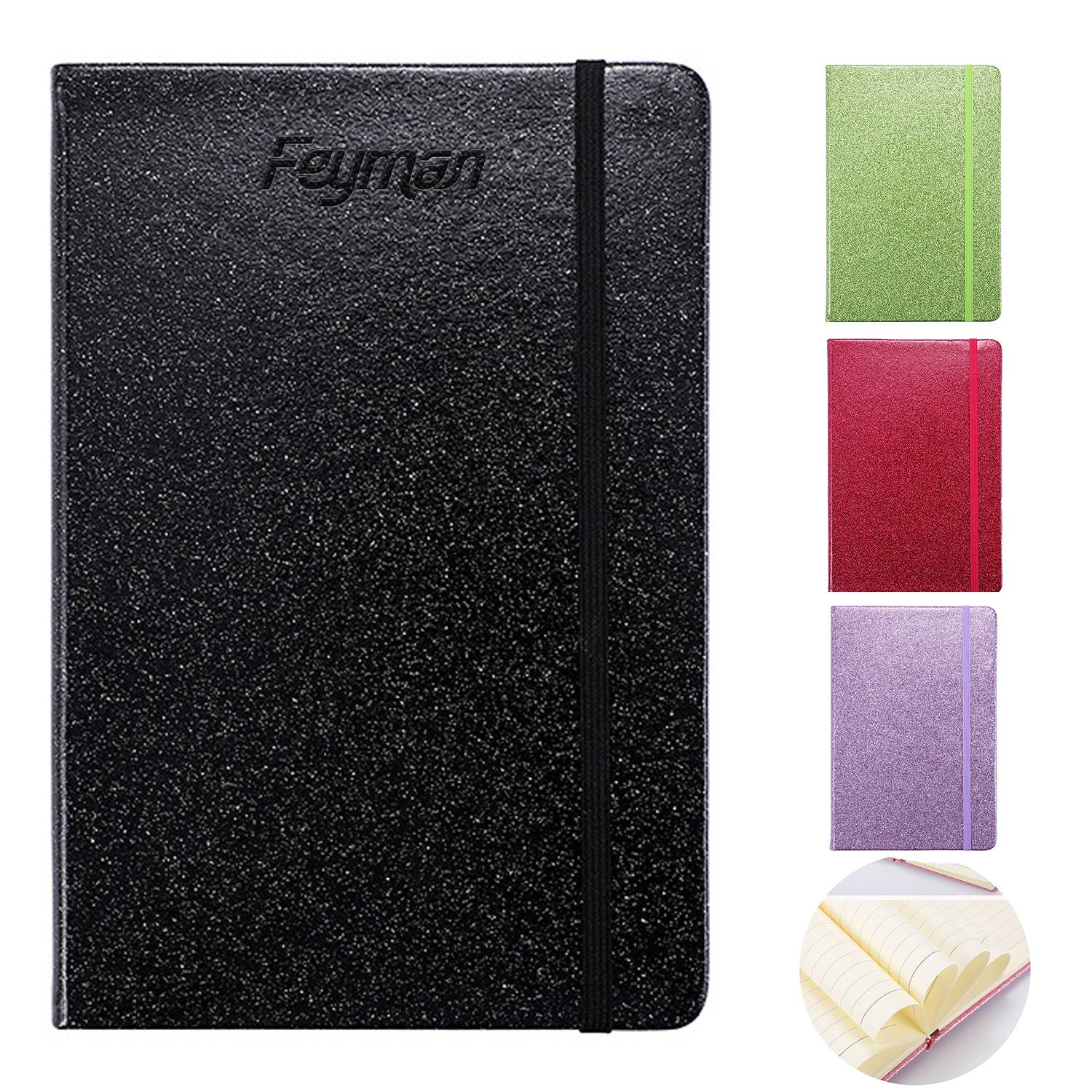 A5 Glitter PU Leather Notebook w/ Strap 1