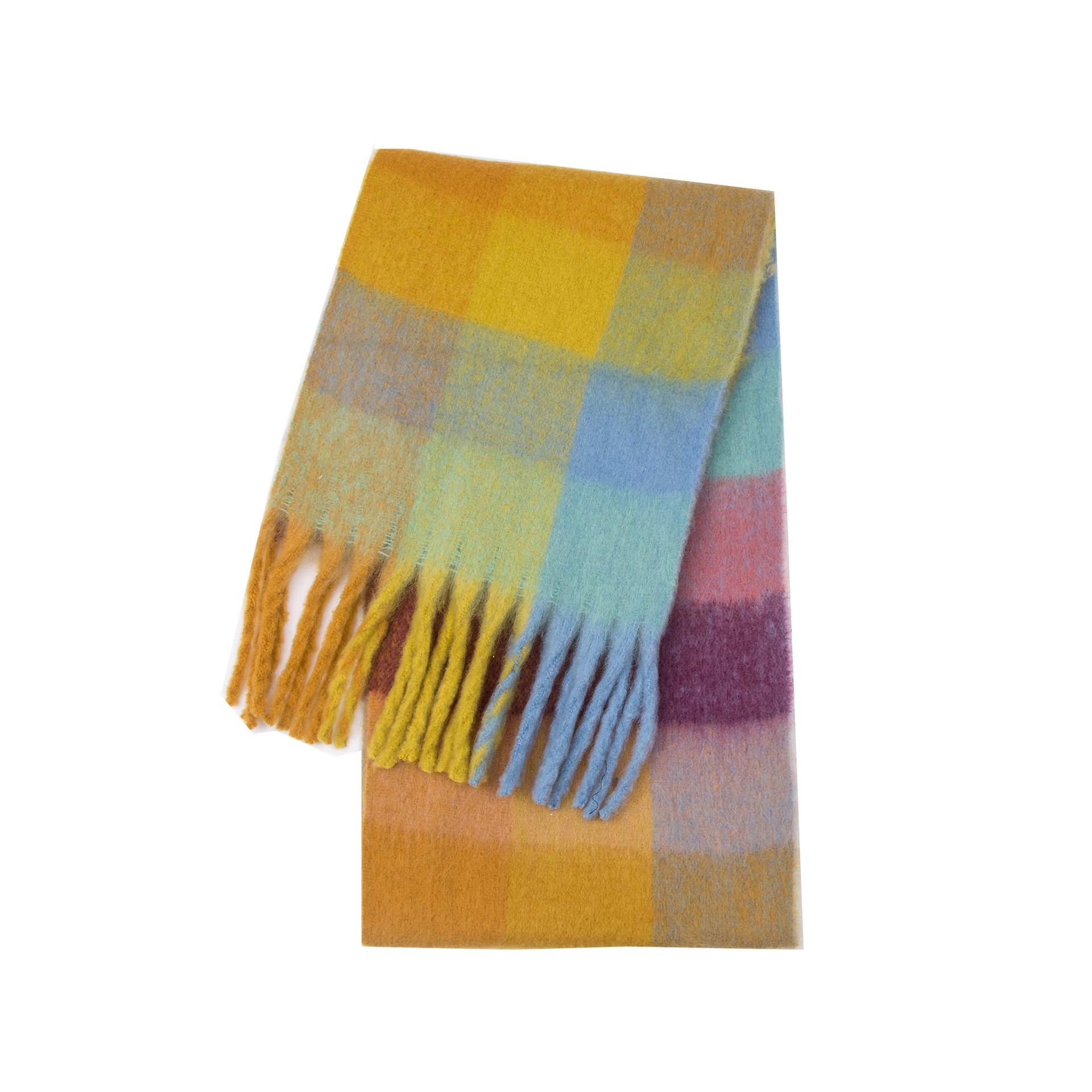 Fringed Plaid Shawl 11