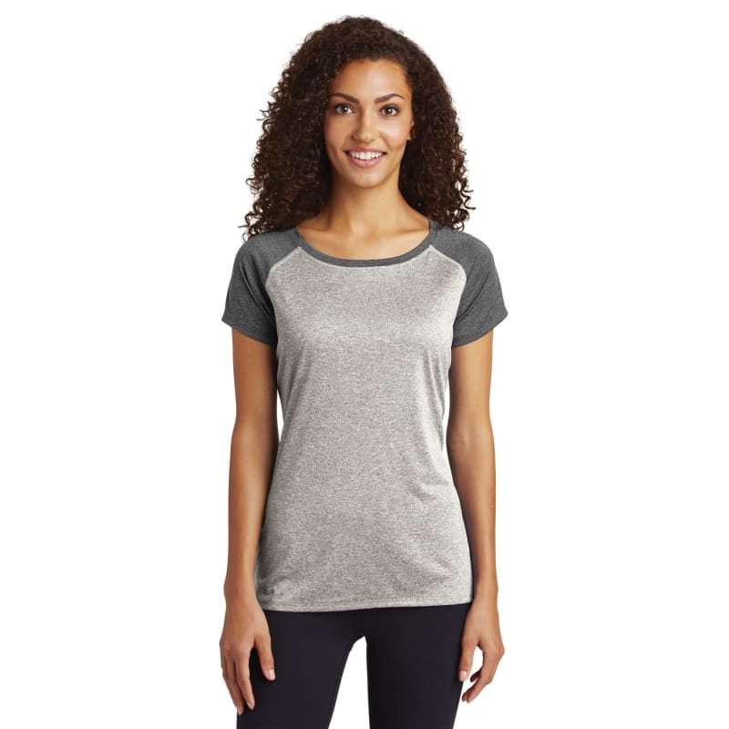 Sport-Tek Women's Heather-On-Heather Contender Scoop Neck Tee. 3