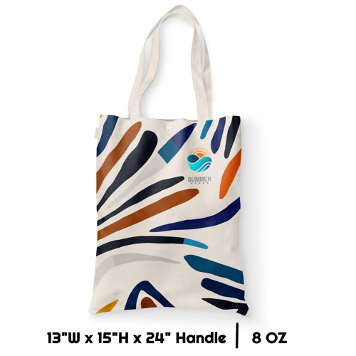 Sublimation 8 oz Poly Canvas Tote Bag - 13"W x 15"H x 3