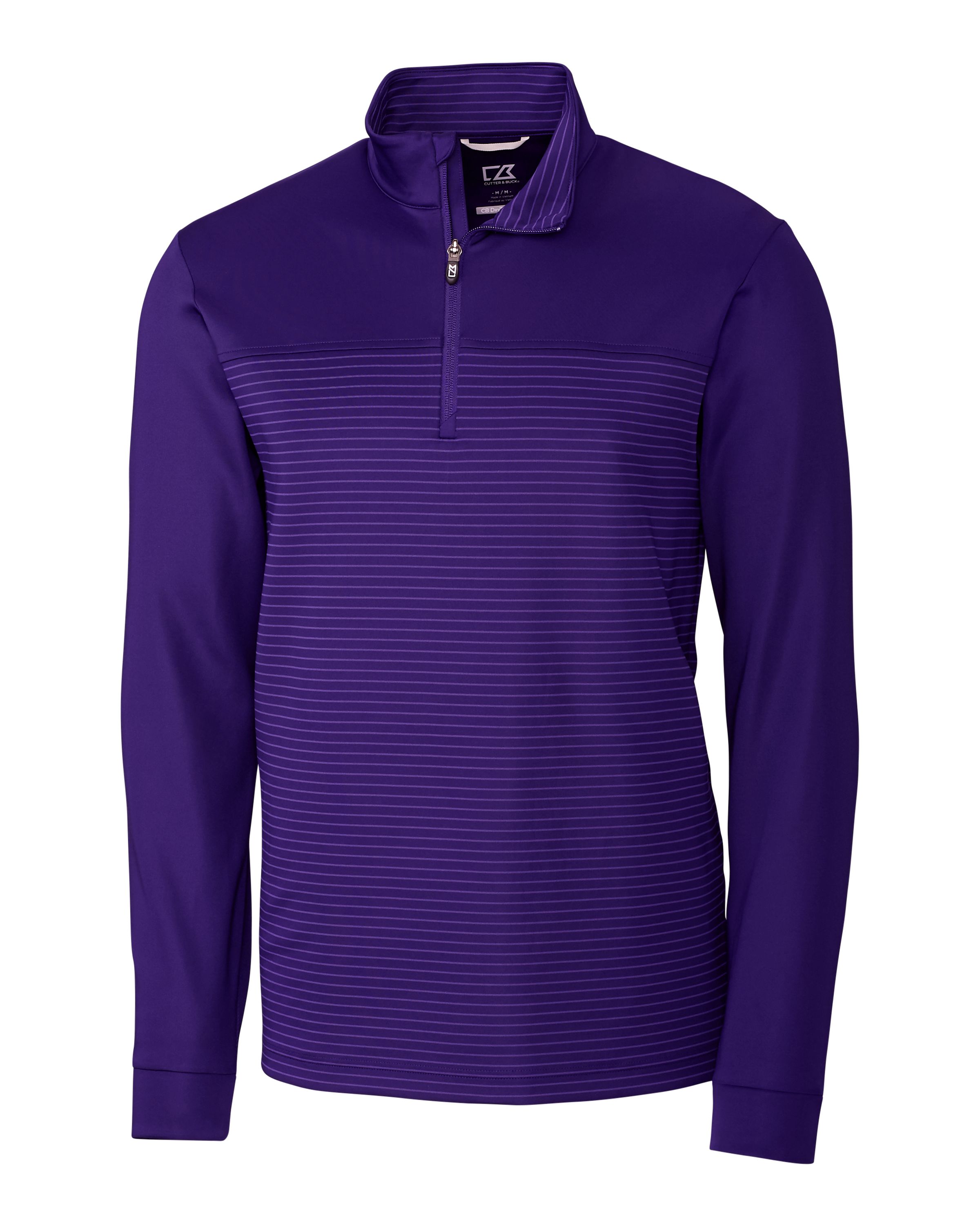 Cutter & Buck Traverse Recycled Smooth Stretch Mens Stripe Quarter Zip Pullover 30