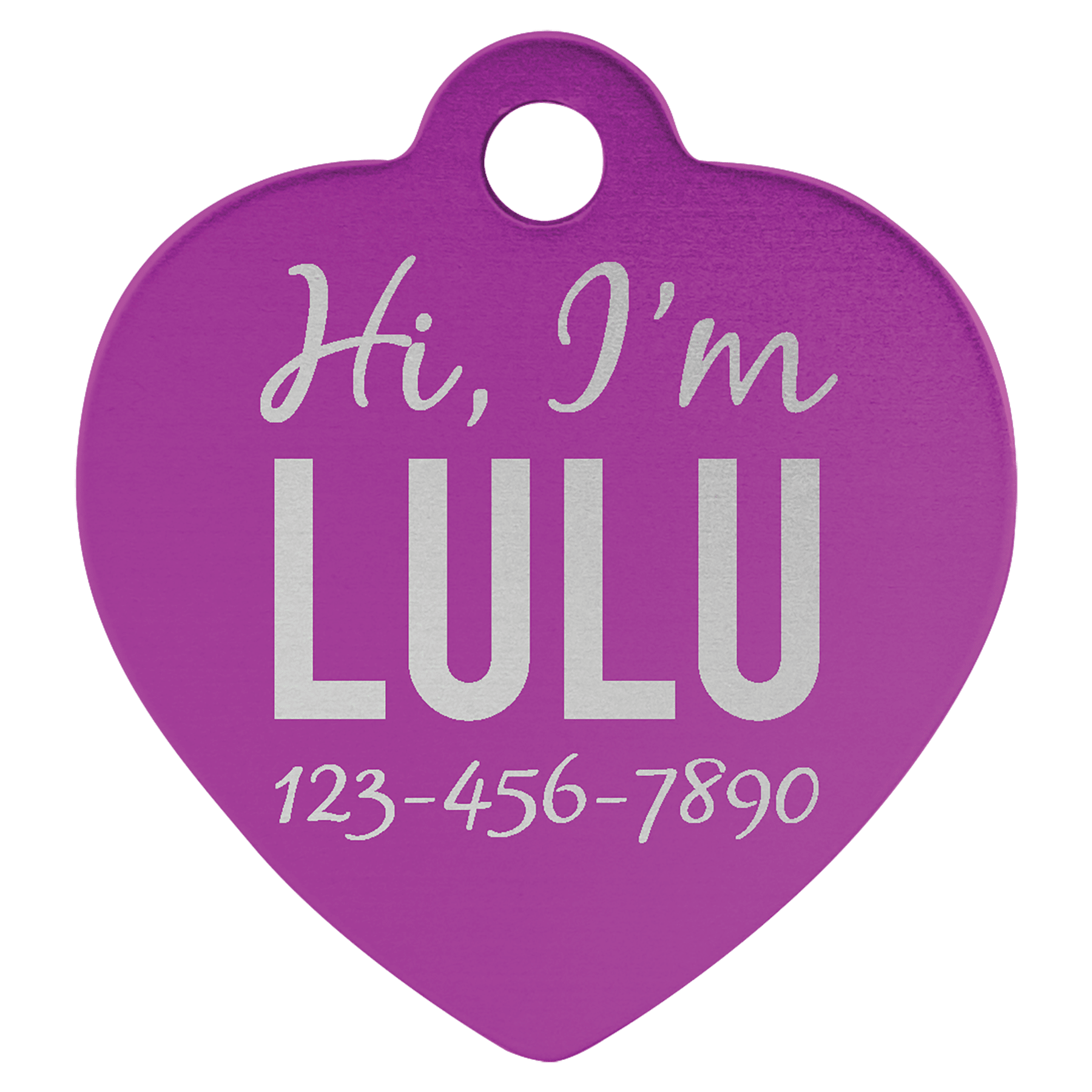 1 1/4" x 1 1/4" Purple Anodized Aluminum Heart Pet Tag 1