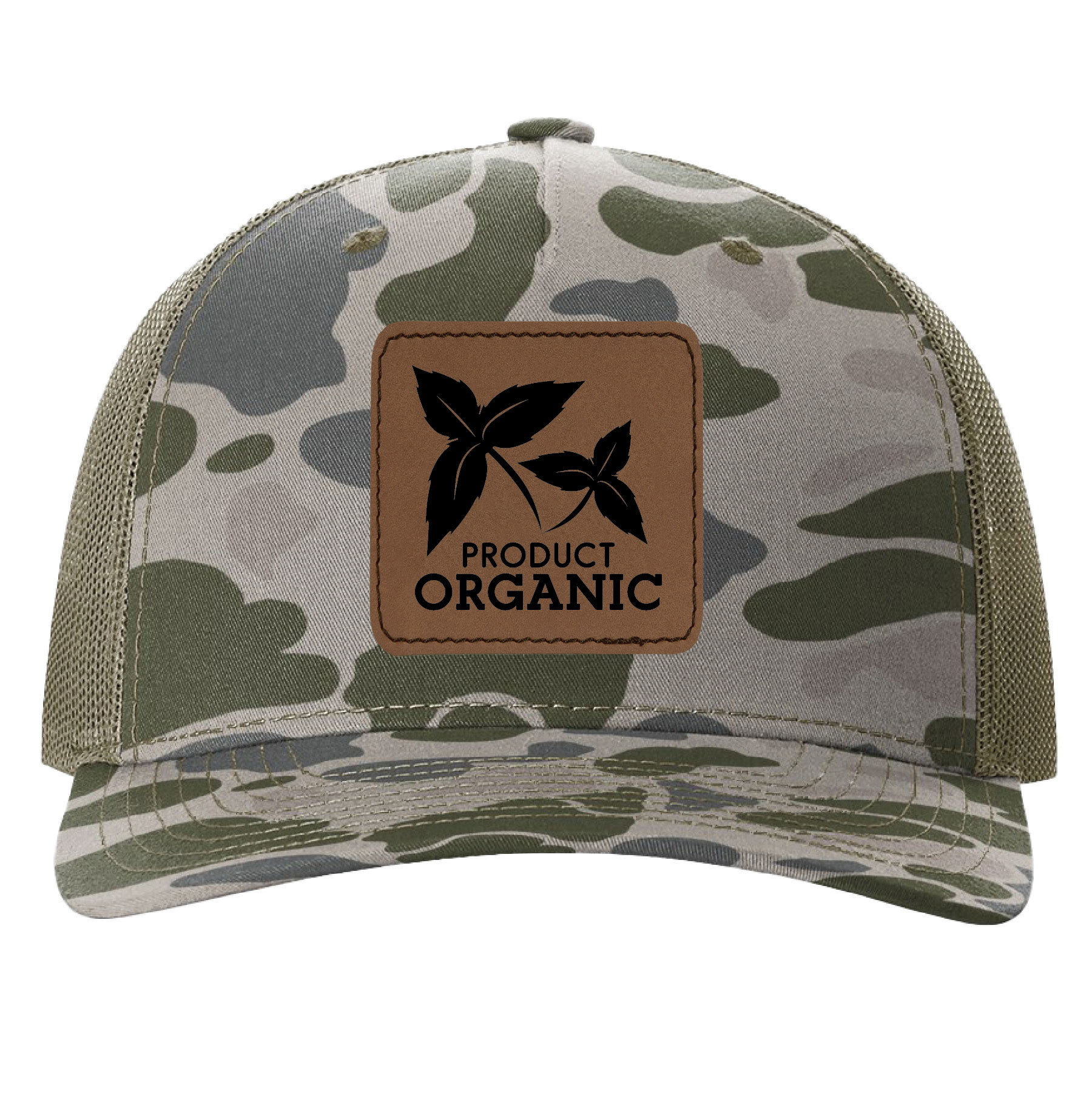 Richardson 112PFP Printed 5-Panel Snapback Trucker Hat w/Leatherette Adhesive Patches or Embroidery 20