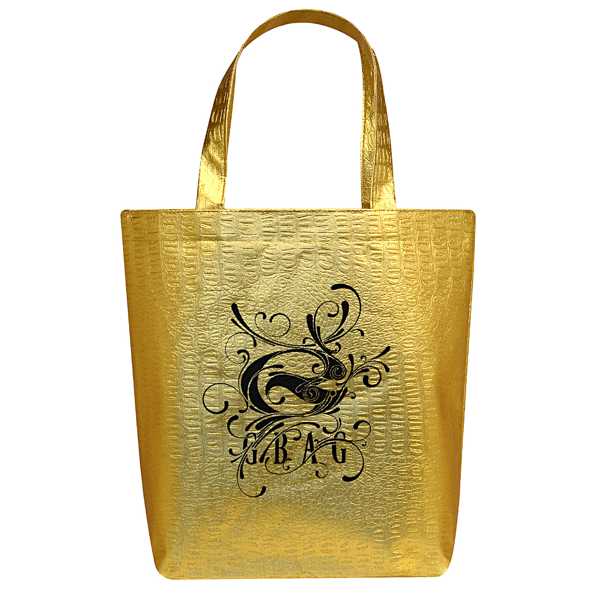 Textured Laminated Gold Metallic Gift Bag 12"x13"x4" 1