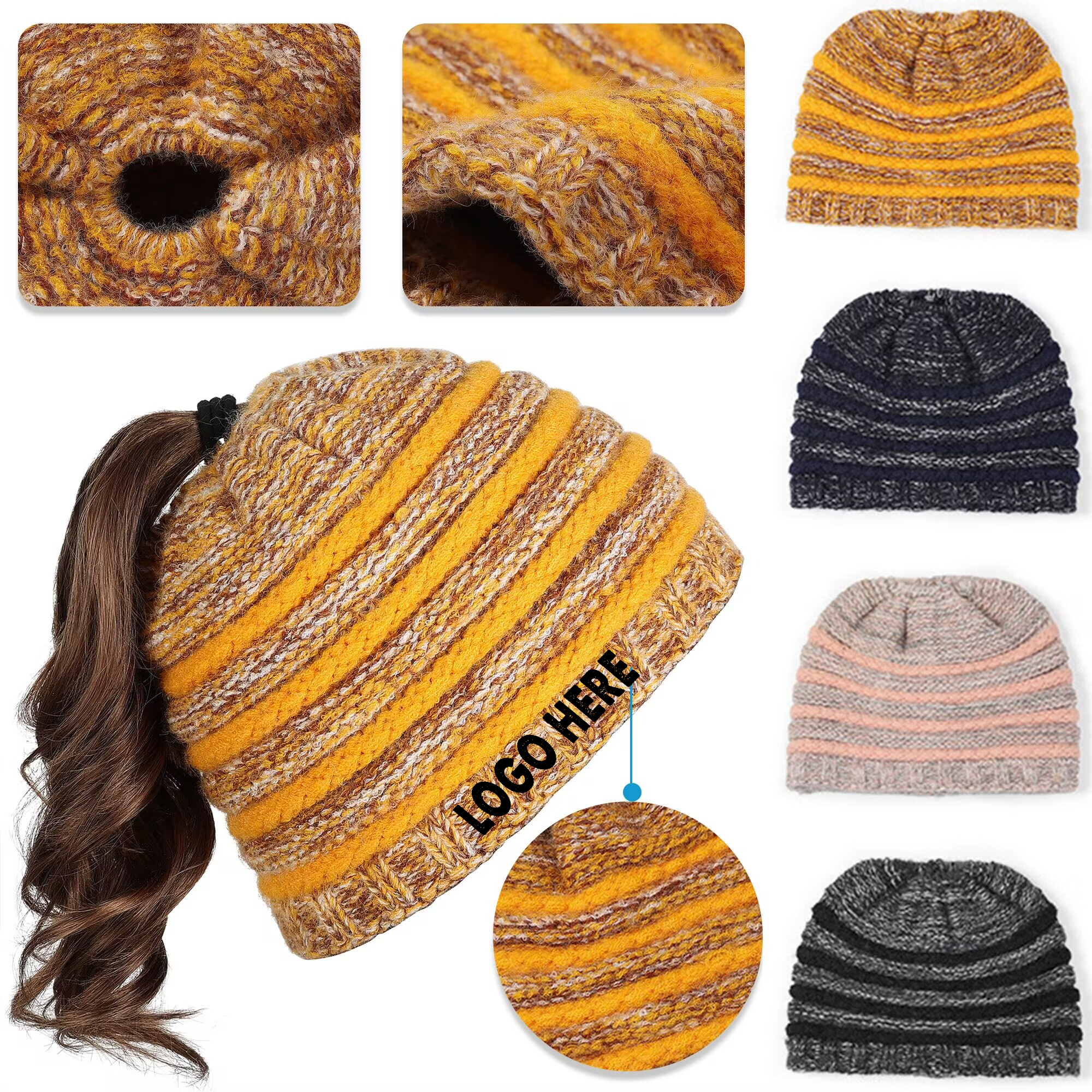 Warm Knit Ponytail Hat 9