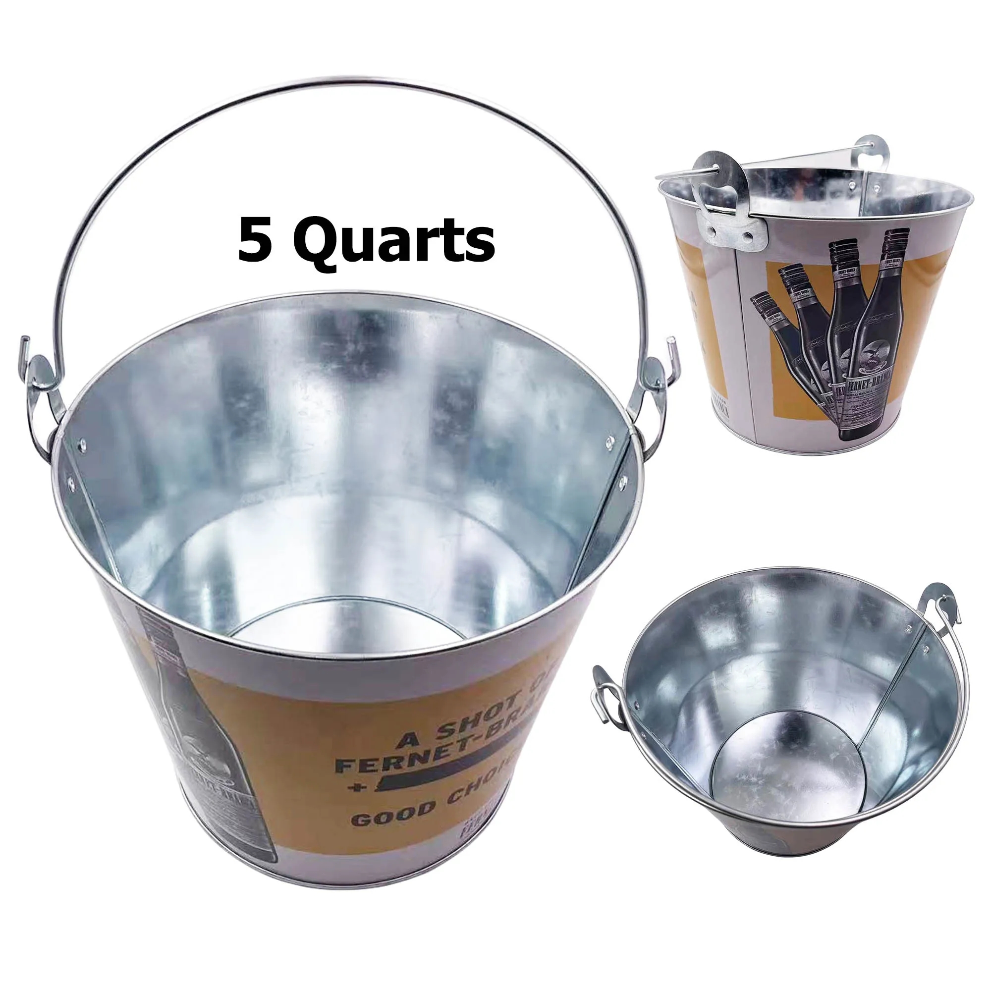 5 Quarts Galvanized Iron Beer Ice Bucket 2