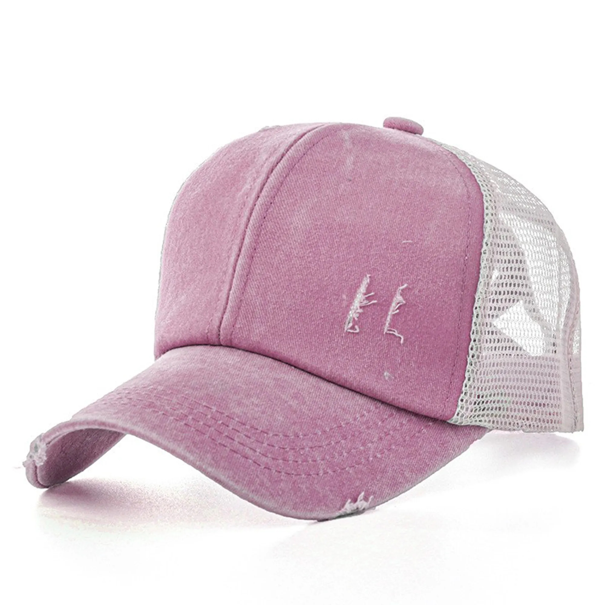 Washed Ponytail Cap w/ Mesh 4