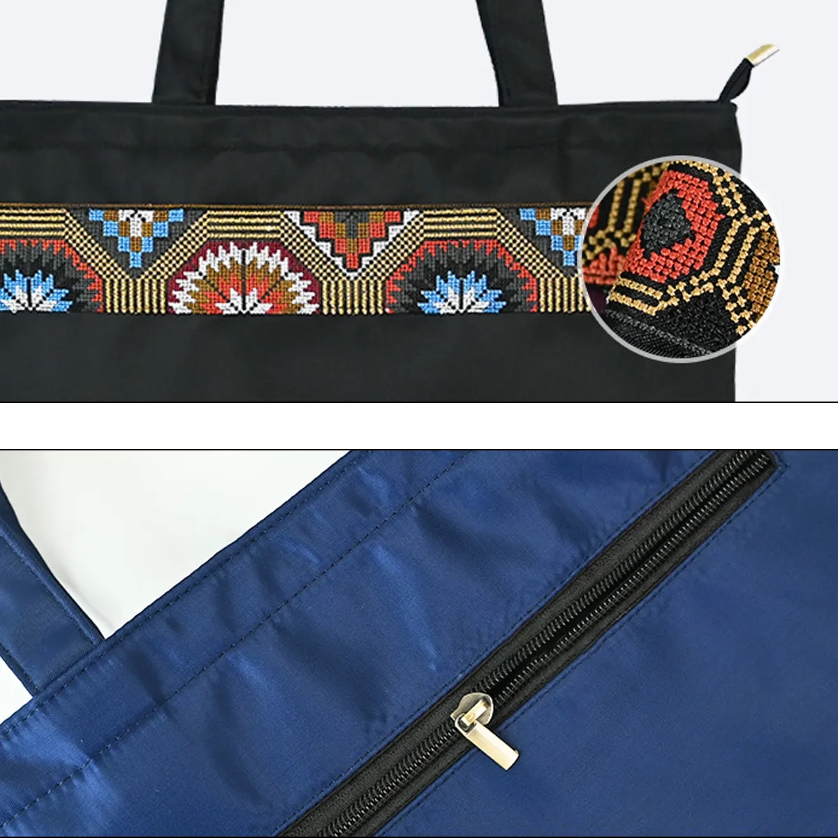 Laptop Document Tote With Zipper And Pattern Trim 5