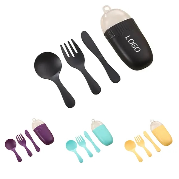 Portable Plastic Cutlery Set with 3 Piece Travel Utensils 2