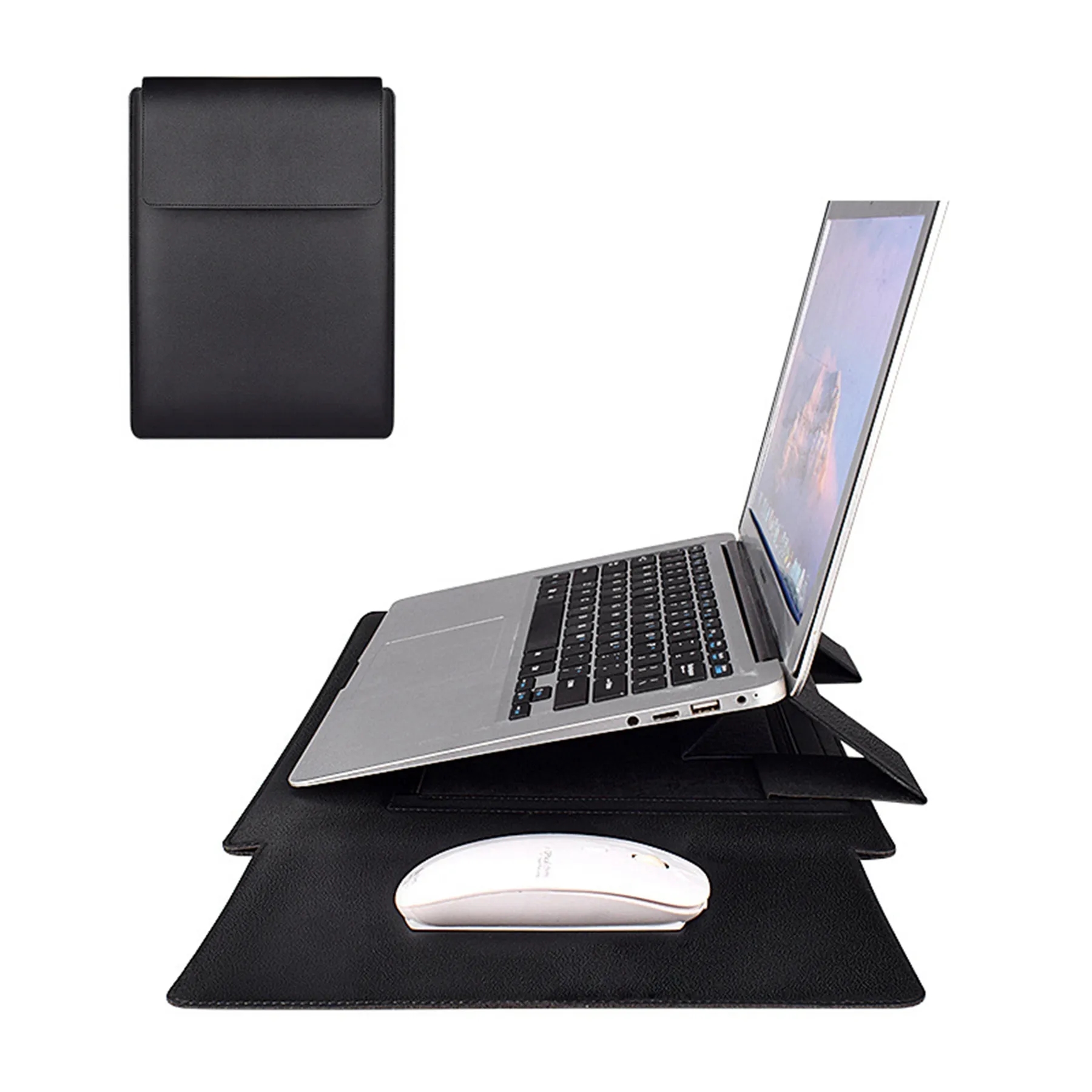 15" Multifunctional Laptop Sleeve Stand with Pouch Set 10