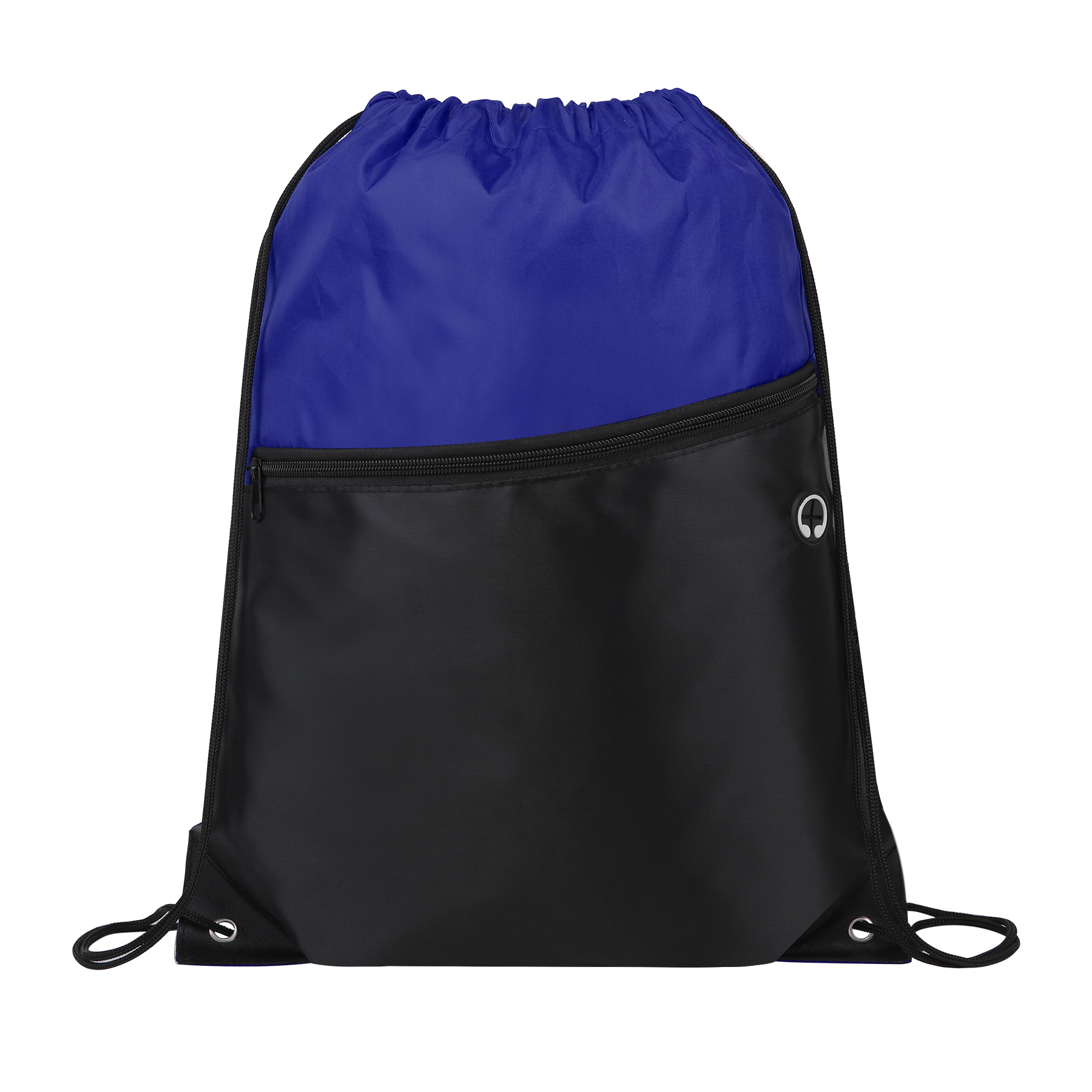 Two-Tone Drawstring Backpack With Front Zipper 18