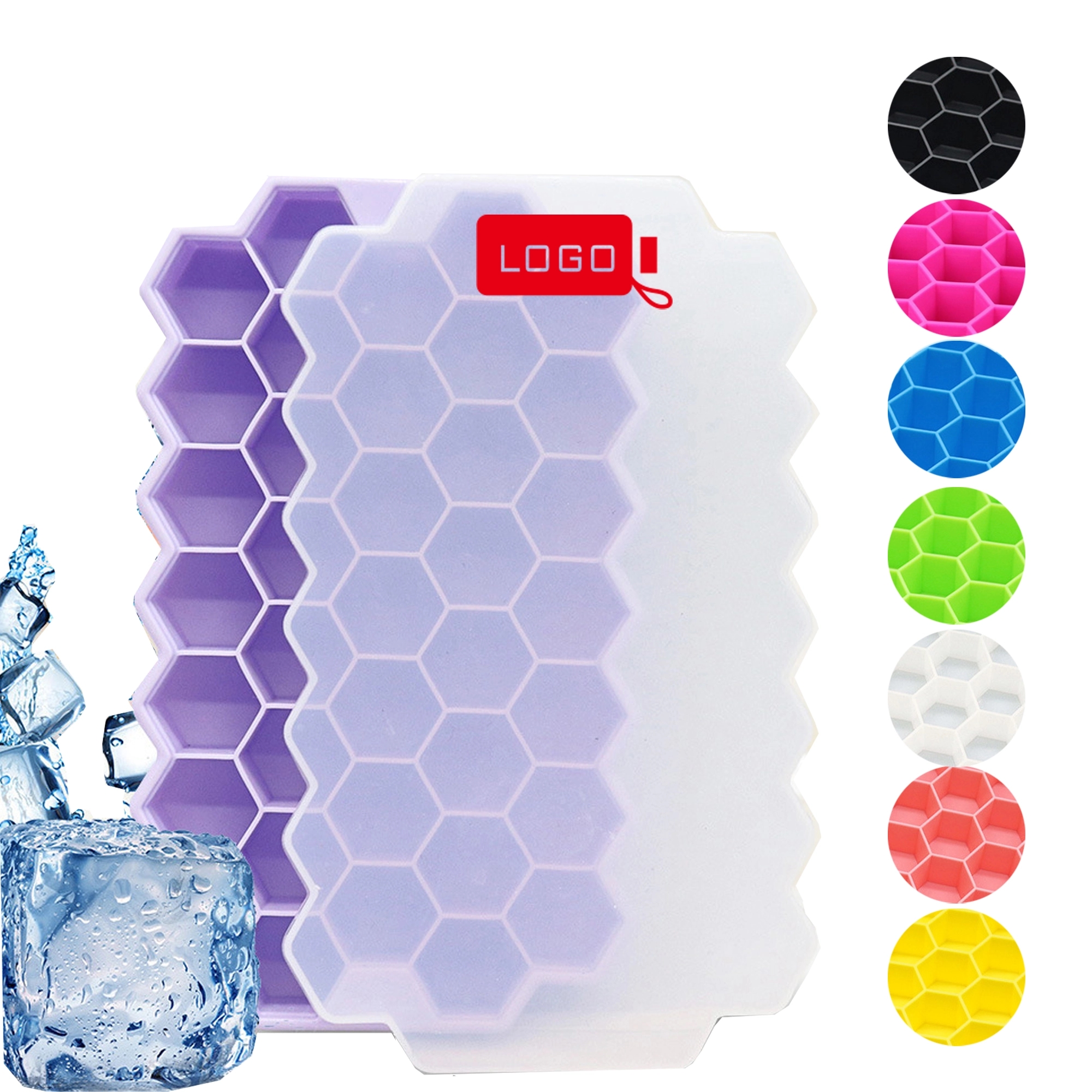 Honeycomb Ice Cube Trays Reusable Silicone With Lids 5