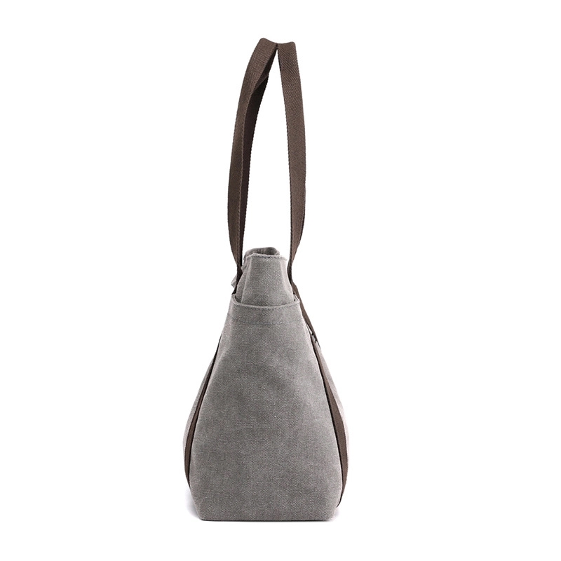 Custom Women's Canvas Multi-pocket Tote Handbag, custom tote bag with logo imprint 2