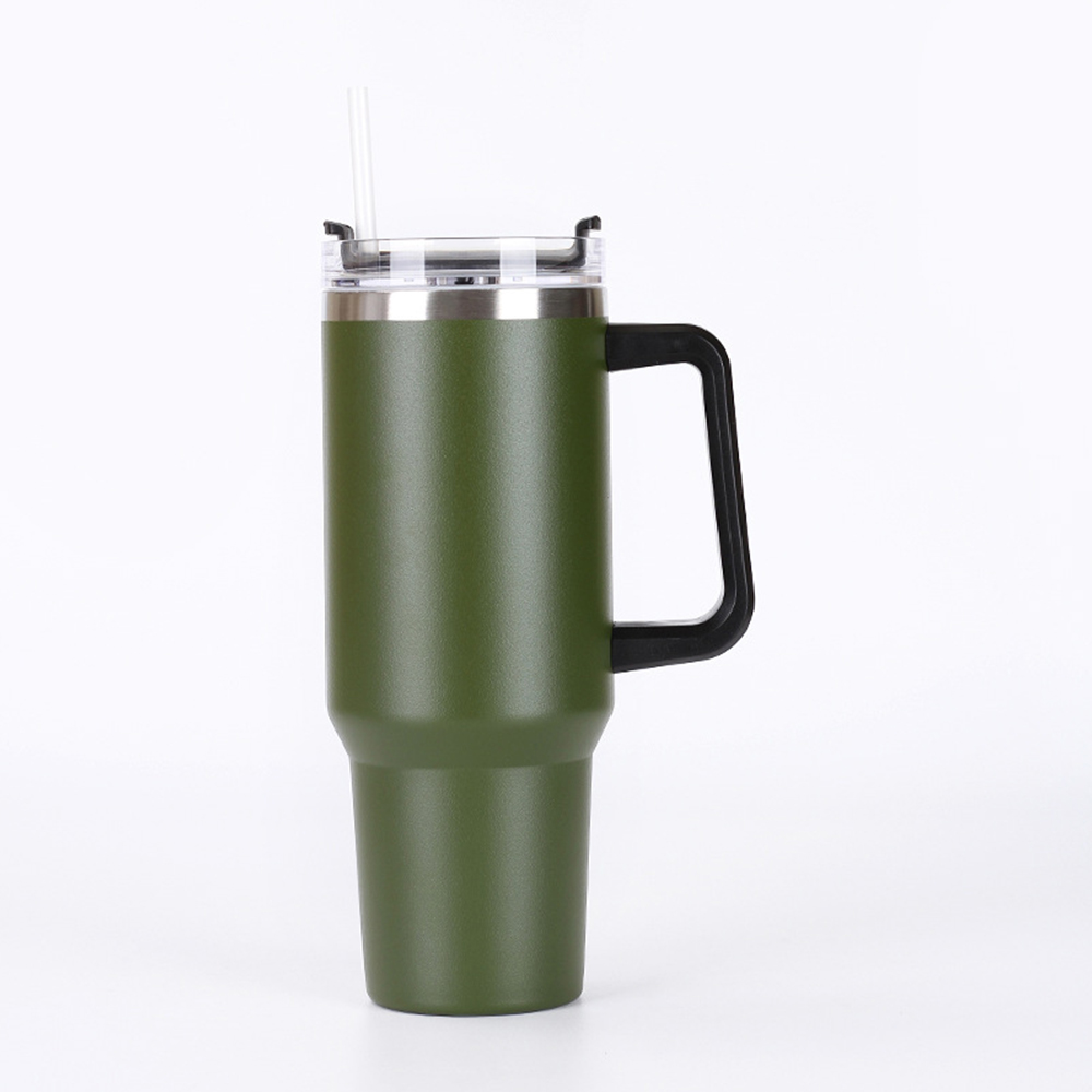 30OZ Double Walls Stainless Steel Auto Tumbler With Straw And Handle 3