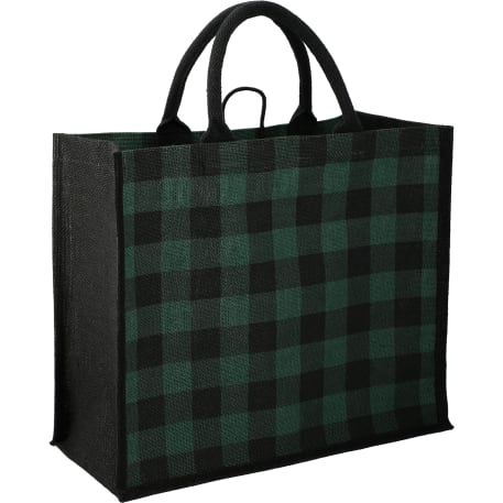 Buffalo Plaid Printed Jute Tote 13