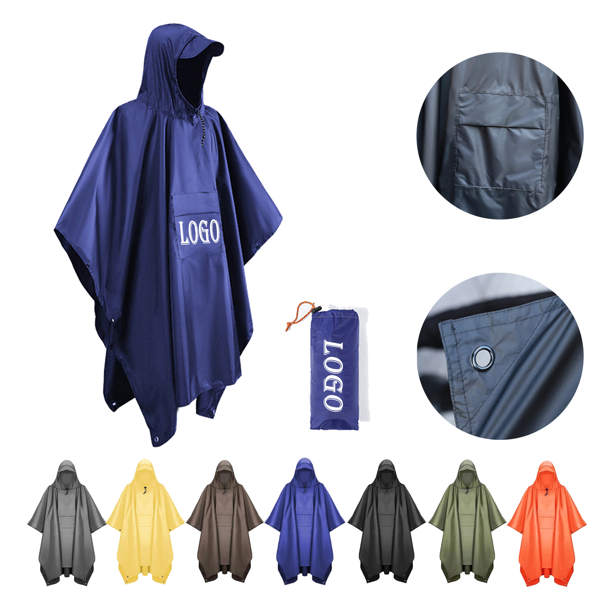 MOQ20 PU3000+MM Hooded 3-In-1 Raincoat Pockets 3