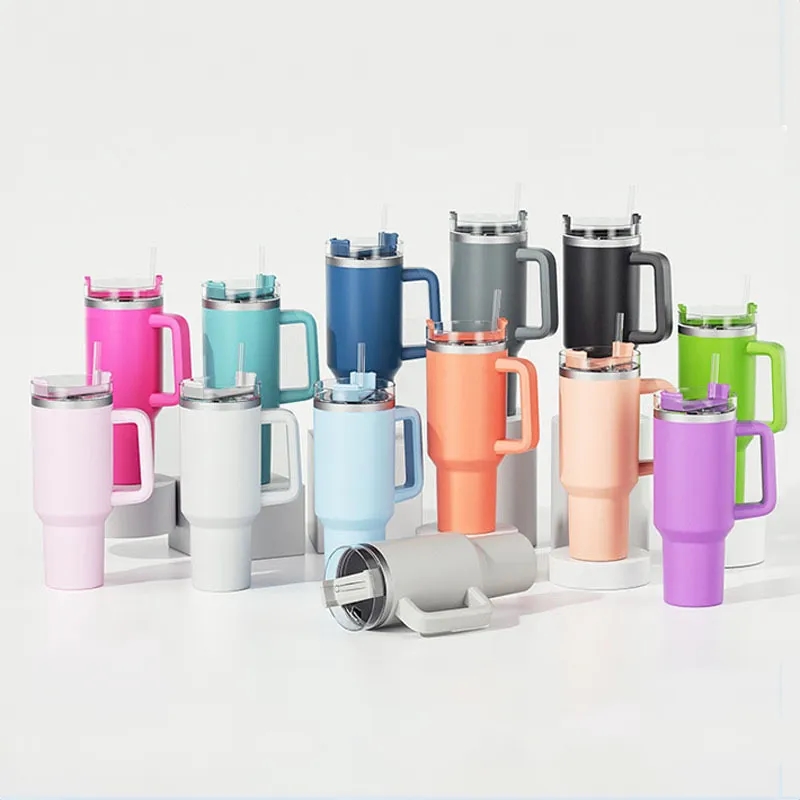 40oz Stainless Steel Double Wall Tumbler With Lid And Handle 8