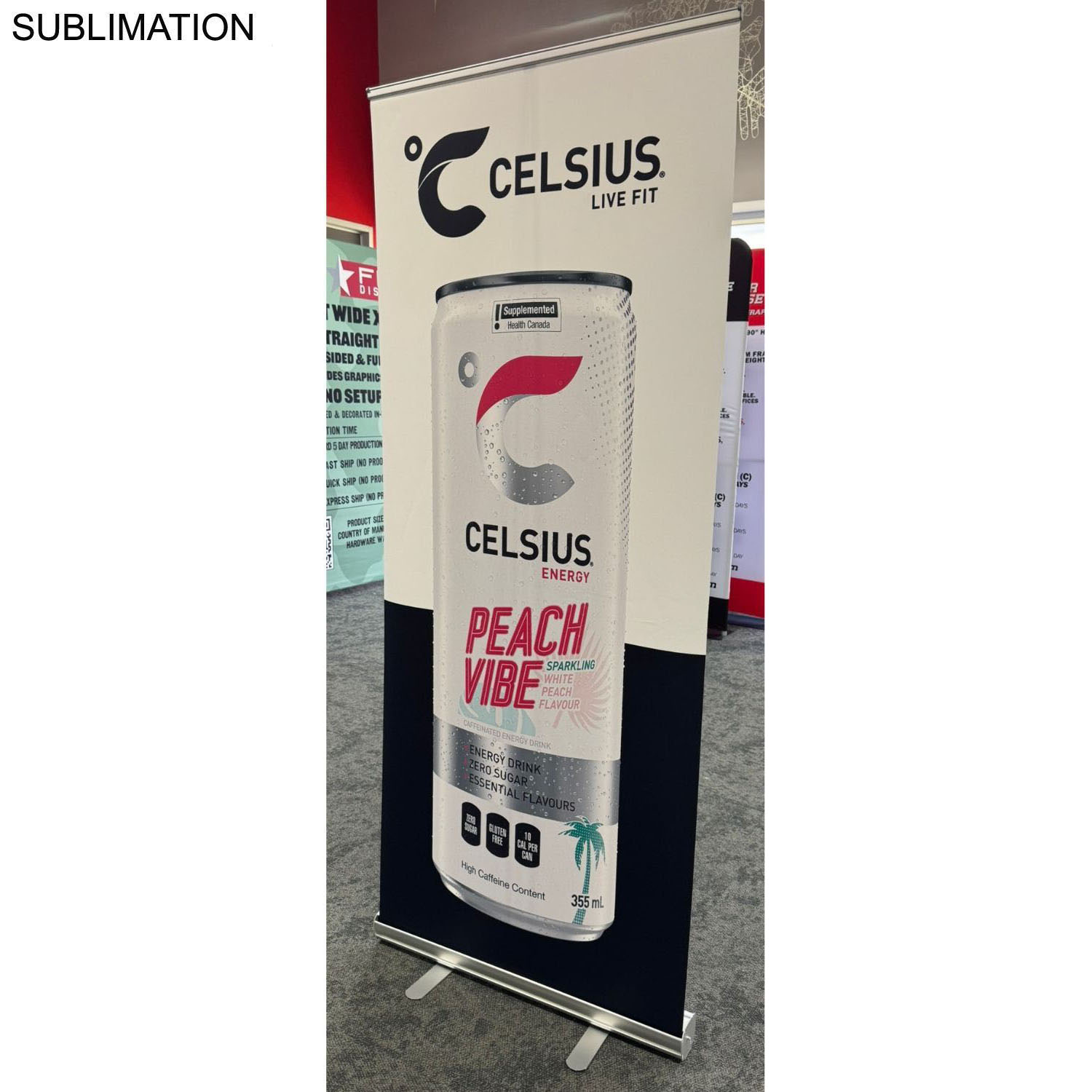 Sublimated Heavy Fabric Premium Retractable Pull Up Banner, Stand and Bag, 33.5x79, Standard base 21