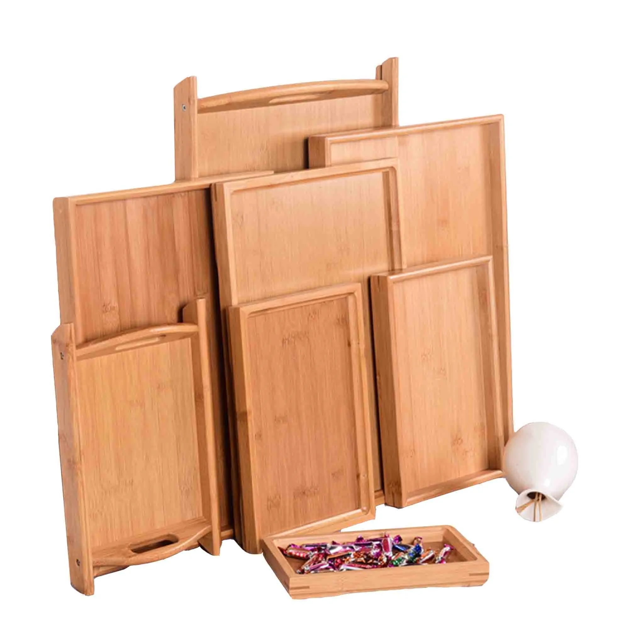 Bamboo Party Plate Wood Cutting Board with Hand Drip Ring 7
