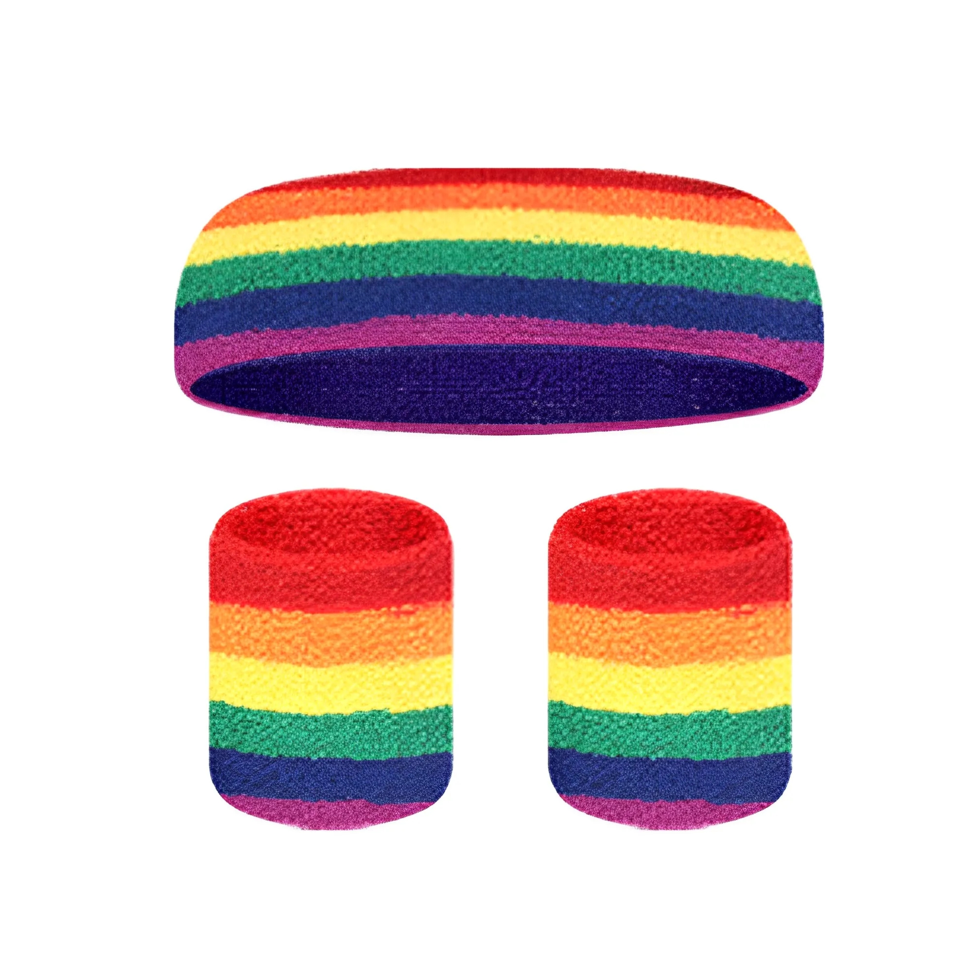 Cotton Towel Rainbow Sweat Headband & Wristband Set 5