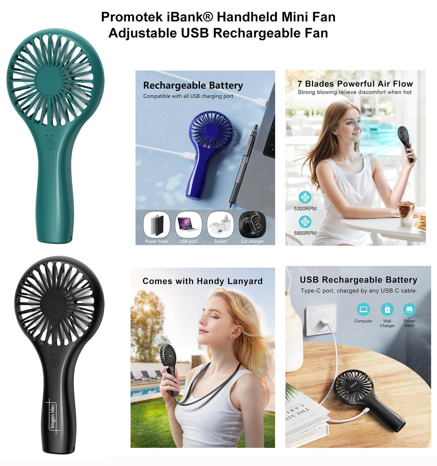 iBank ® USB Rechargeable Handheld Fan 1