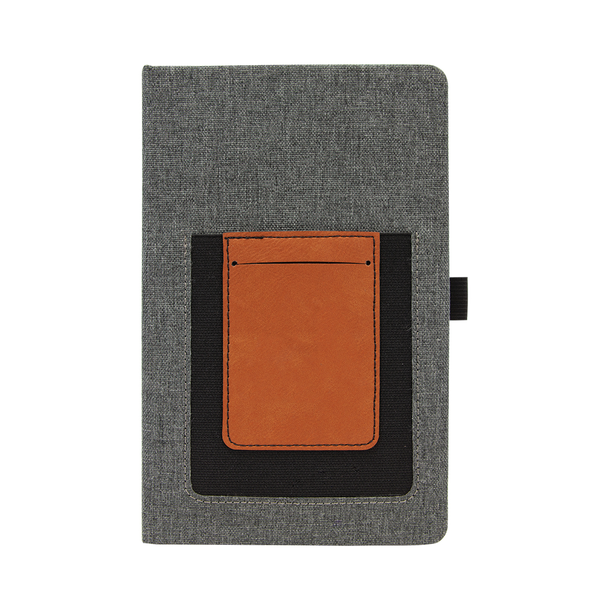 5 1/4" x 8 1/4" Gray w/Rawhide Leatherette Journal with Cell/Card Slot 4