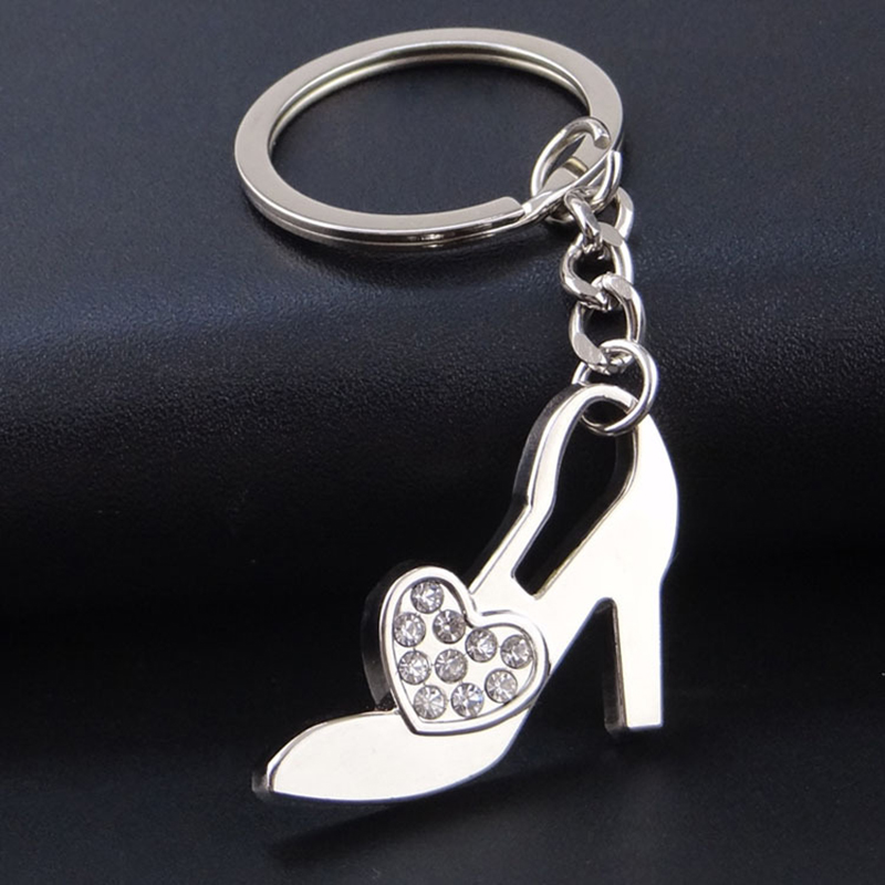 Diamond-Studded High Heel Metal Keychain 1