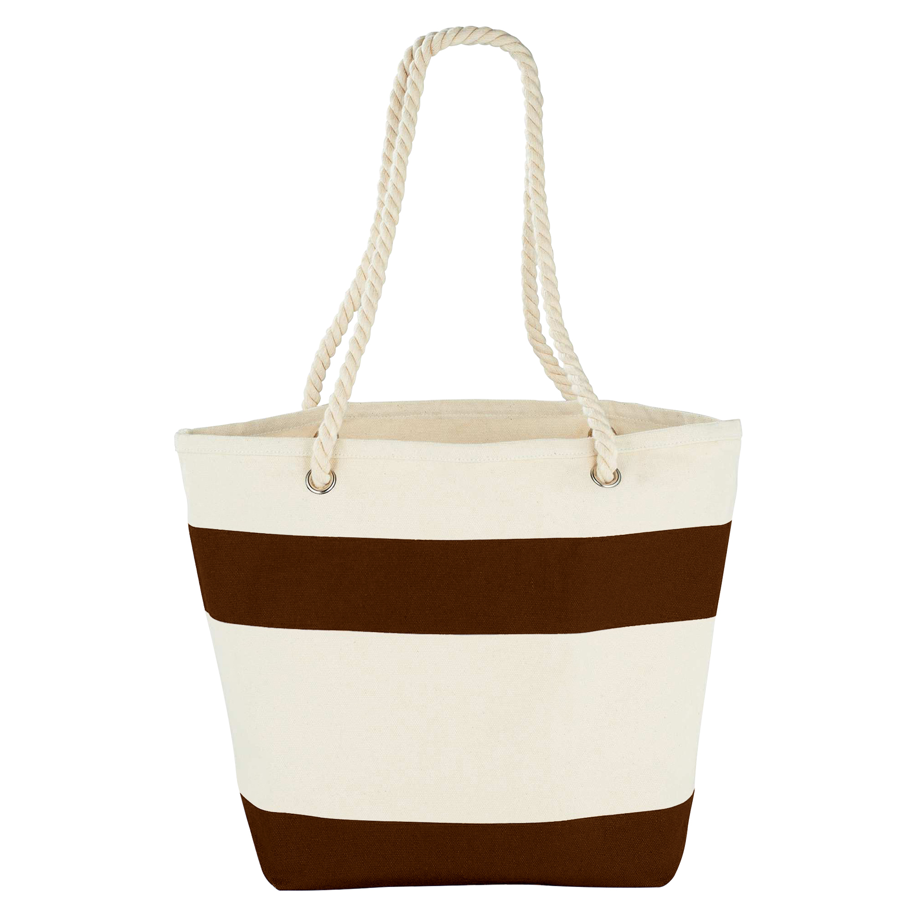 12oz Cotton Canvas Capri Stripes Shopper Tote With Rope Handle 8