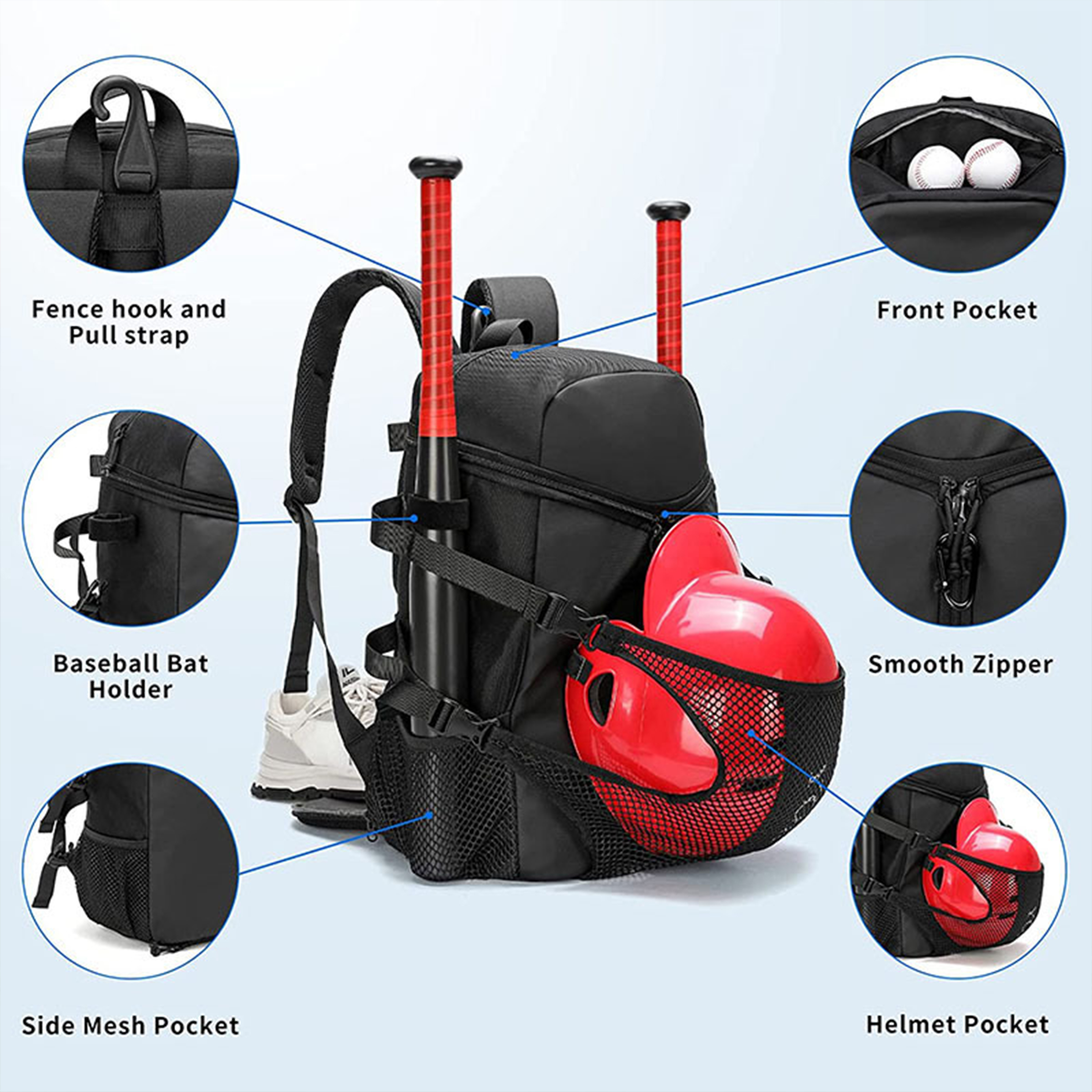 Oxford Large Capacity Baseball Backpack 6