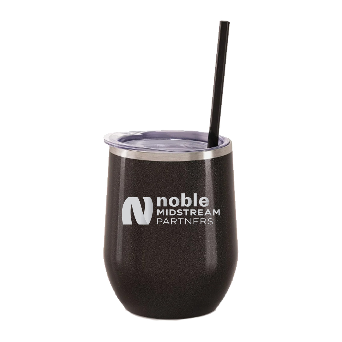 12 Oz. Maars Glitter Black Bev Steel Stainless Steel Wine Tumbler