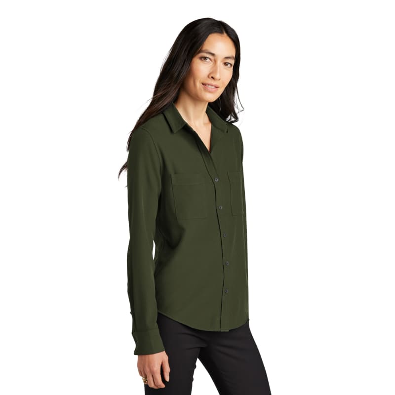 MERCER+METTLE Women's Stretch Crepe Long Sleeve Camp 12